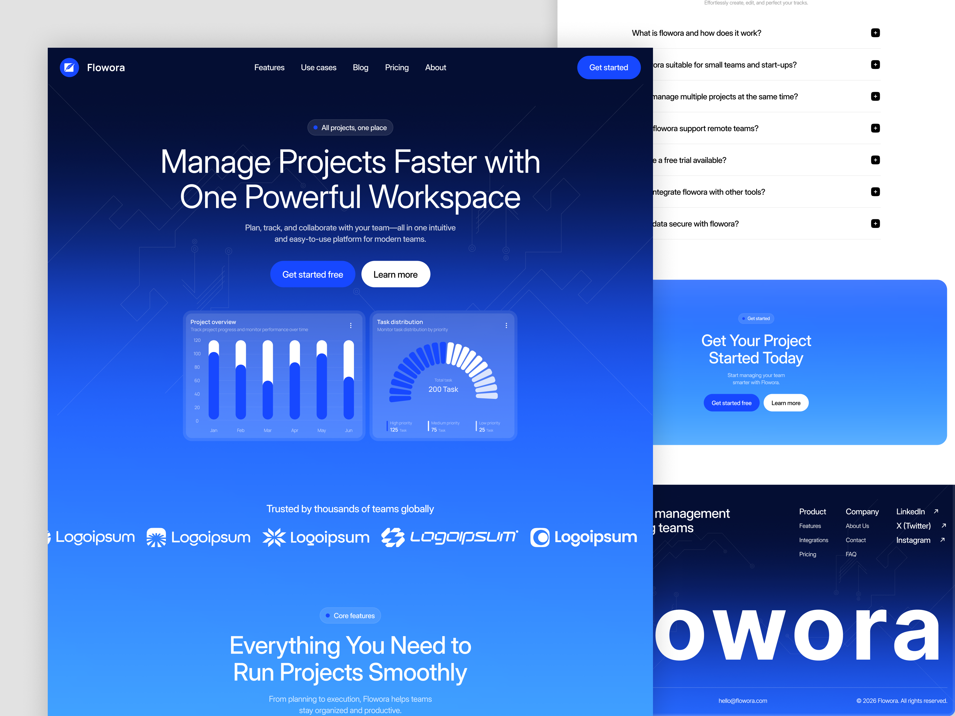 Flowora – Project Management SaaS Landing Page