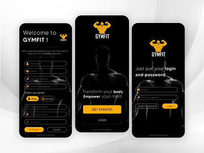 Gym App Login Screen Design branding design graphic design typography ui