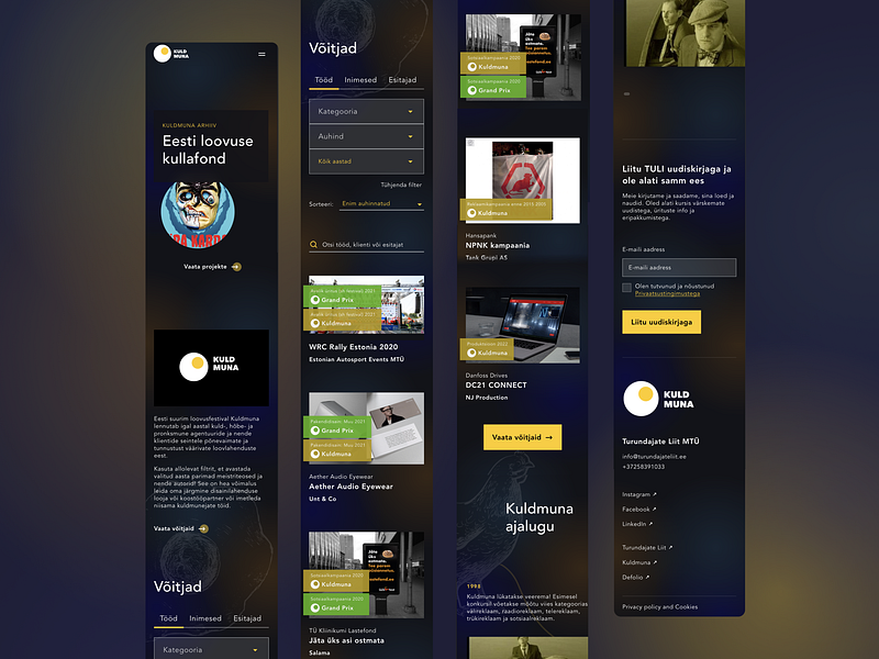 Kuldmuna Arhiiv Webpage archive awards design gradient landing minimal mobile modern responsive ui ux web webdesign webpage