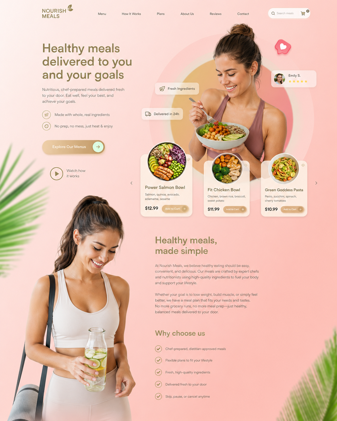 nourish meal landing page hubspot design graphic design landing page ui