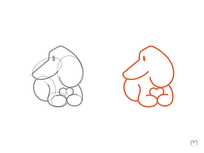 Cute dog holding a heart branding color scheme cute dog graphic design logo construction logo design logotype orange puppy simple