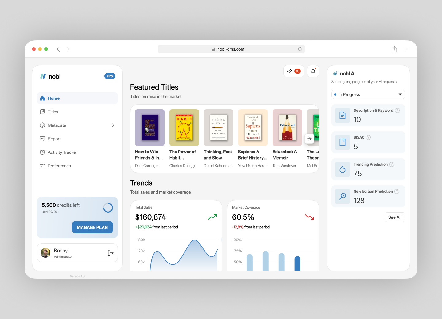 Nobl CMS - Web App and UI Elements app cms daily publisher ui ux web web app web design