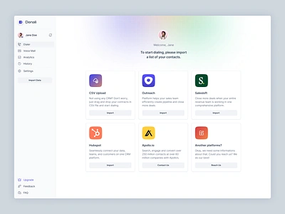 Welcome Screen [Import Data] analytics csv upload dashboard gradient hubspot import minimal dashboard onboarding saas upload ux design web design welcome