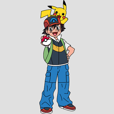 Aish Ketchum aish cartoon cartoon design graphic design illustrator pikachu pokemon