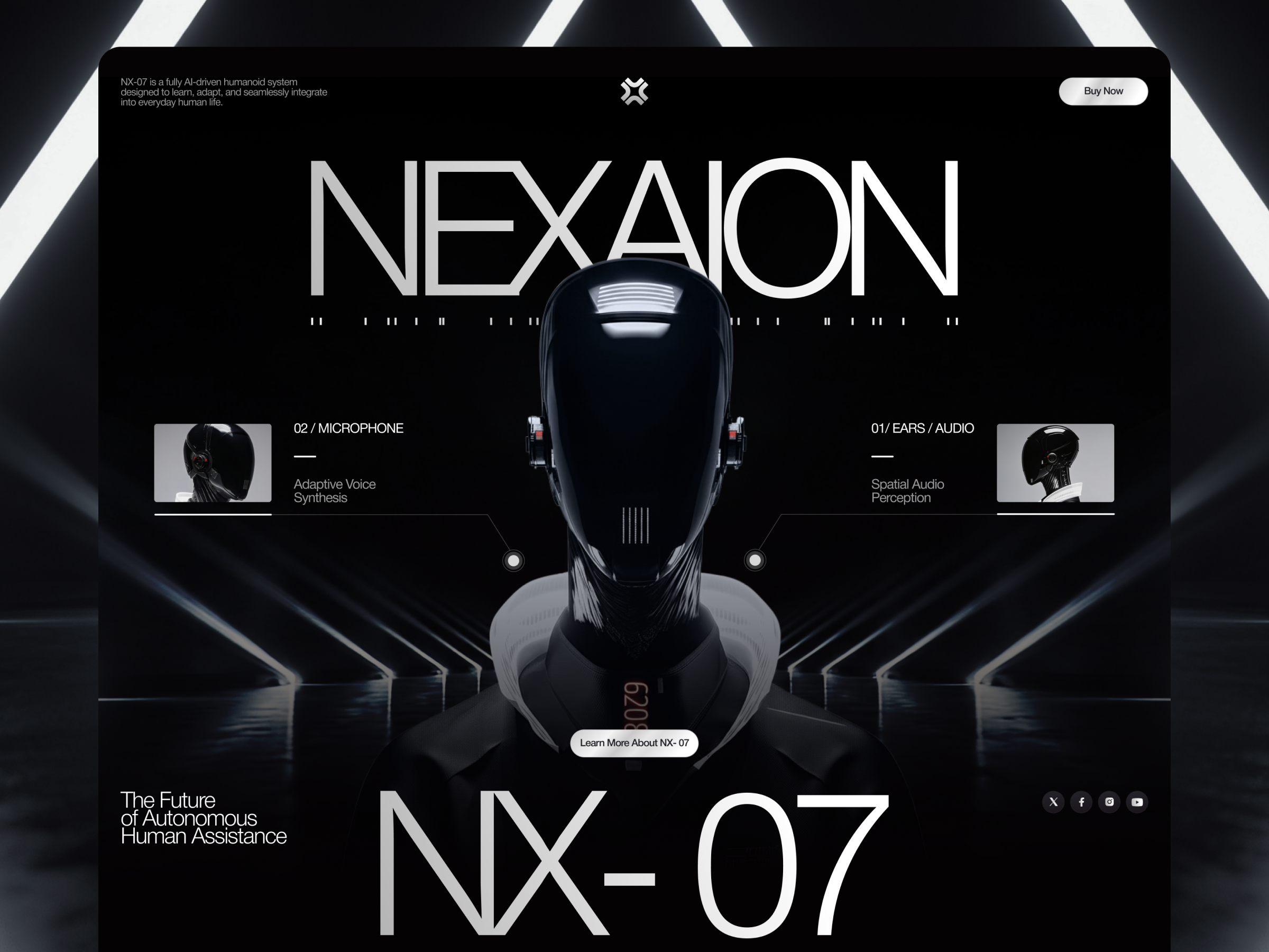 ⚡ Nexaion — AI Android Assistant Landing Page android creative dark future futuristic graphic design modern premium shot ui uxui webdesign
