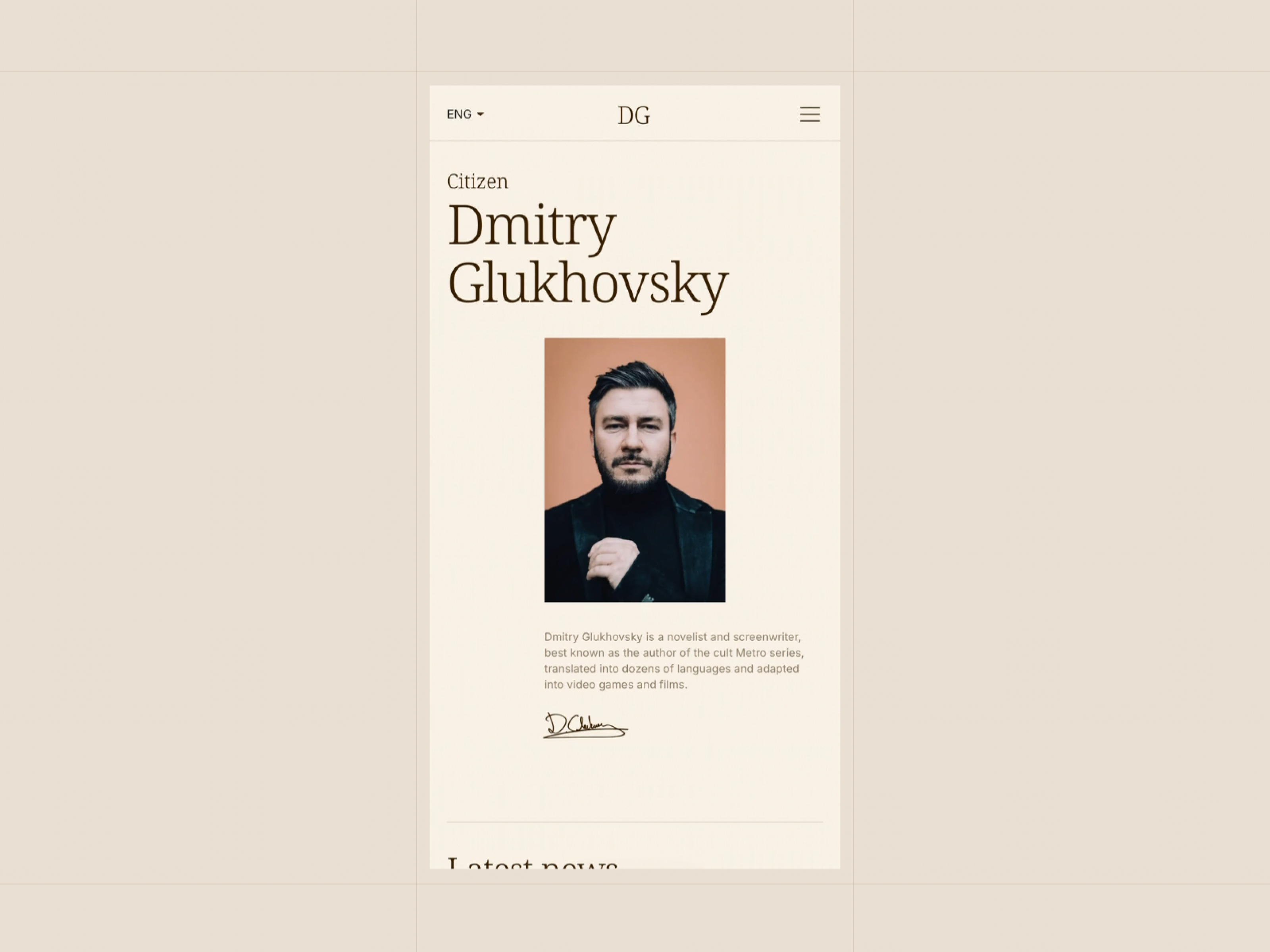 Dmitry Glukhovsky — Mobile Website Experience art direction author website branding clean creative direction design digital digital archive editorial design metro 2033 minimalism mobile portfolio preloader responsive typography ui web design webflow website