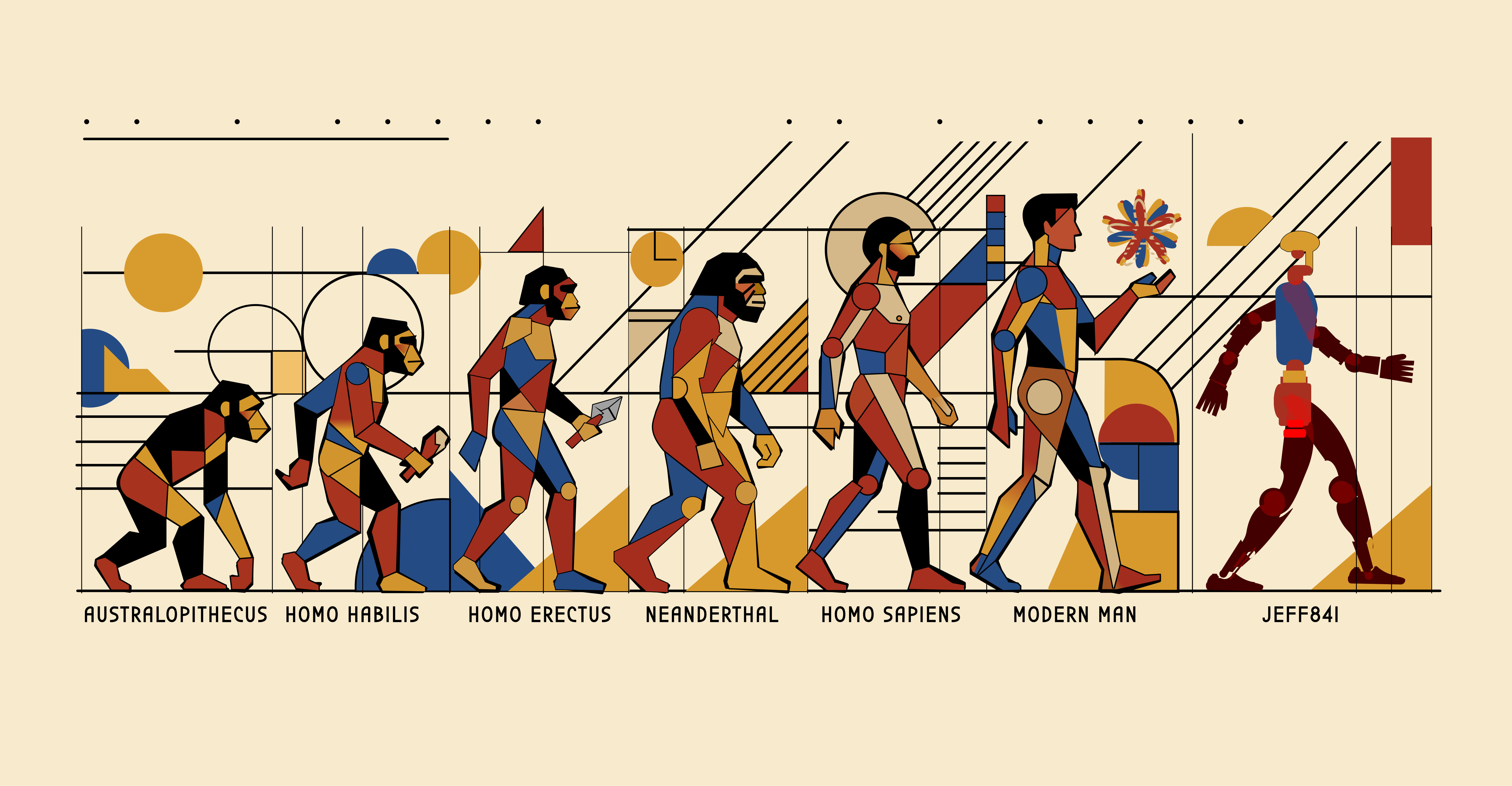 Evolution in the Bauhaus Styleee evolution evolution of man illustration robot robot overlord shunte88 vector