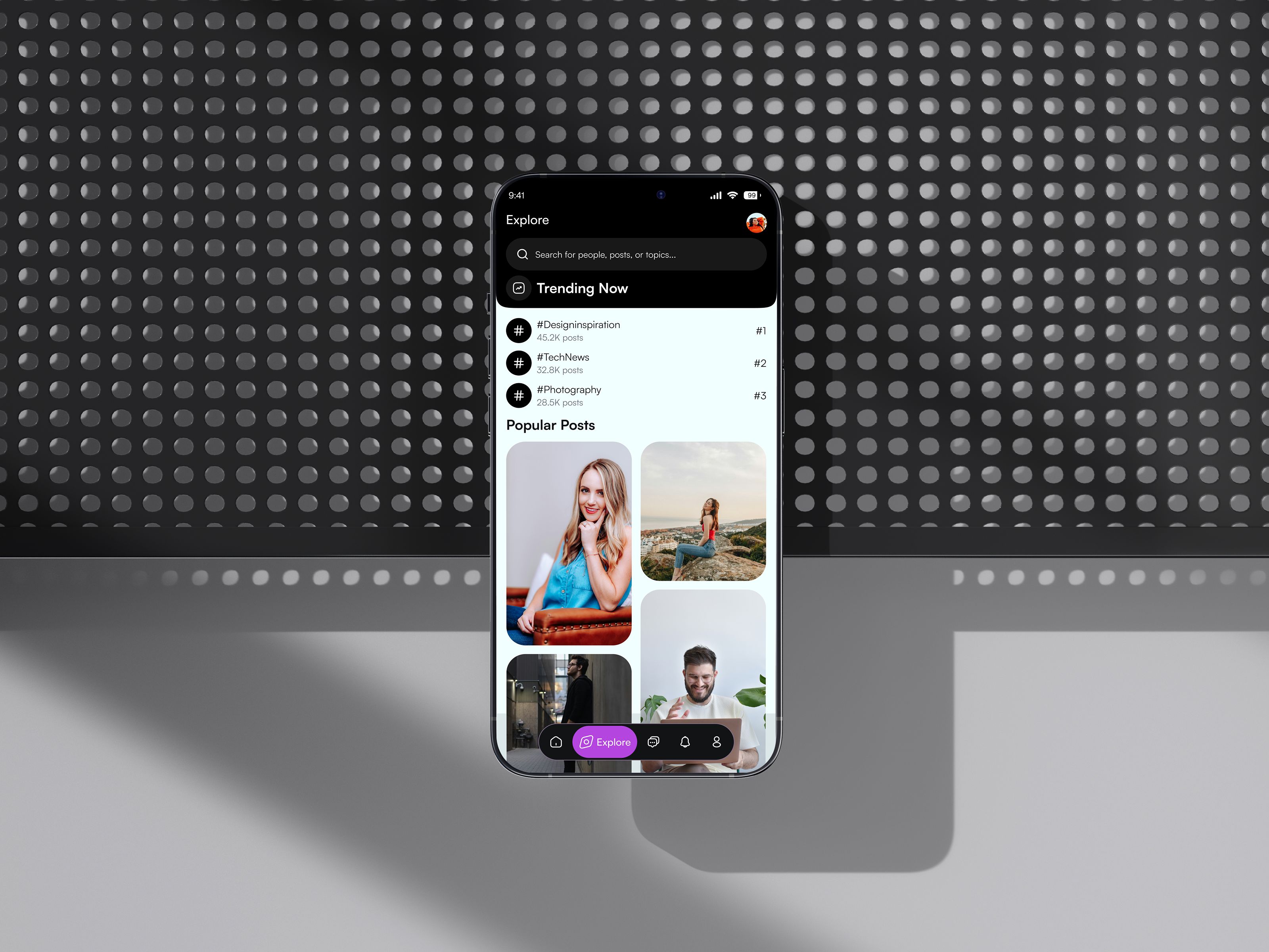 Vibe - Explore & Notifications | Social Networking Mobile App UI app design inspiration community app ui creative app interface dark mode ui explore page ui figma design ios app design mobile app design mobile product design mobile ui design modern mobile interface notification screen ui premium ui kit social feed ui social media app social networking ui social platform design startup app ui user engagement design ux design inspiration