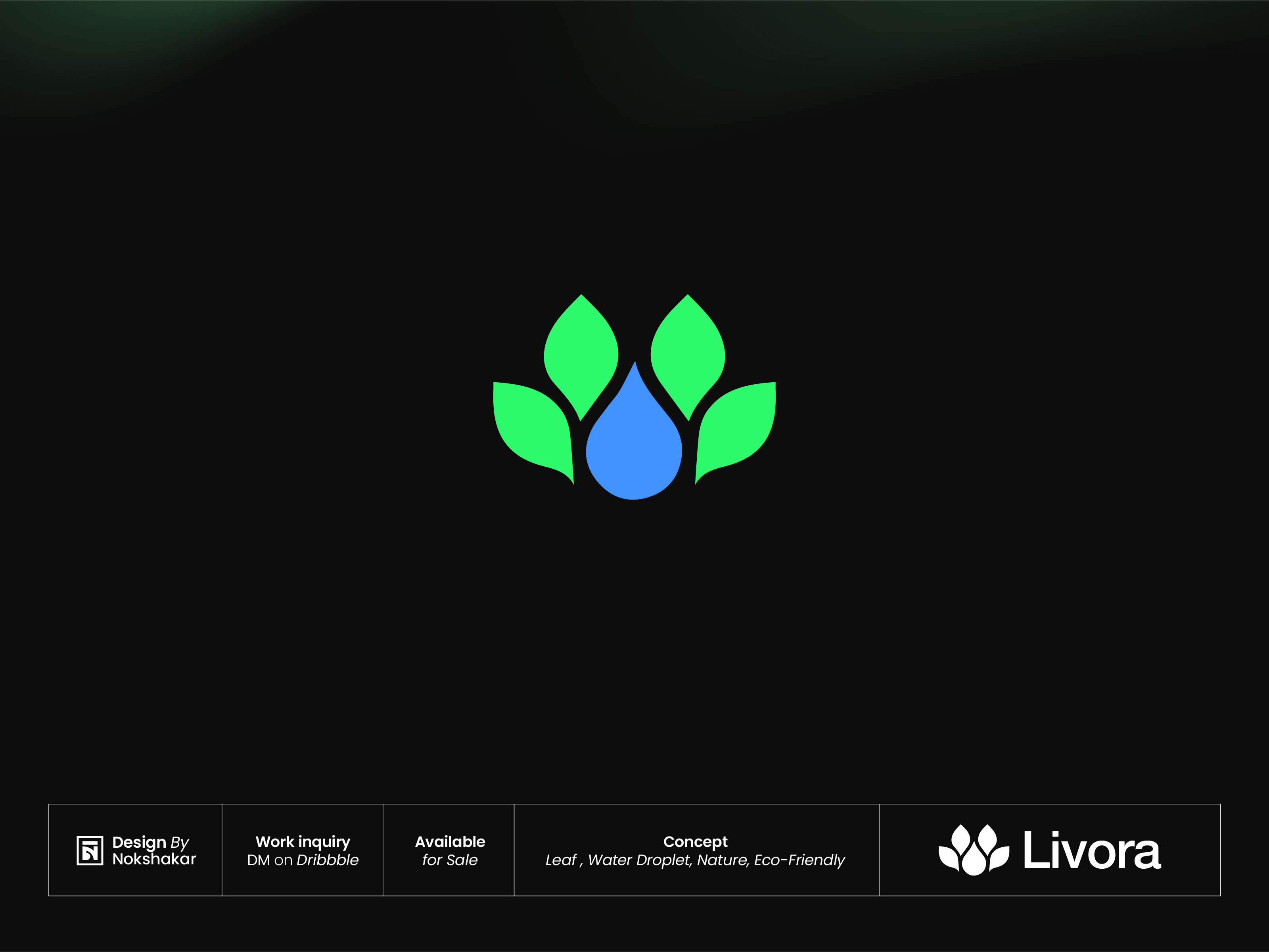 Livora | Minimal Leaf and Water Drop Logo for Sustainable Brands botanical logo clean logo eco business logo eco friendly brand eco logo environmental logo fresh brand identity green logo leaf logo livora minimalist logo modern branding natural logo design nature logo organic brand identity renewable branding sustainability logo sustainable branding water droplet logo wellness brand