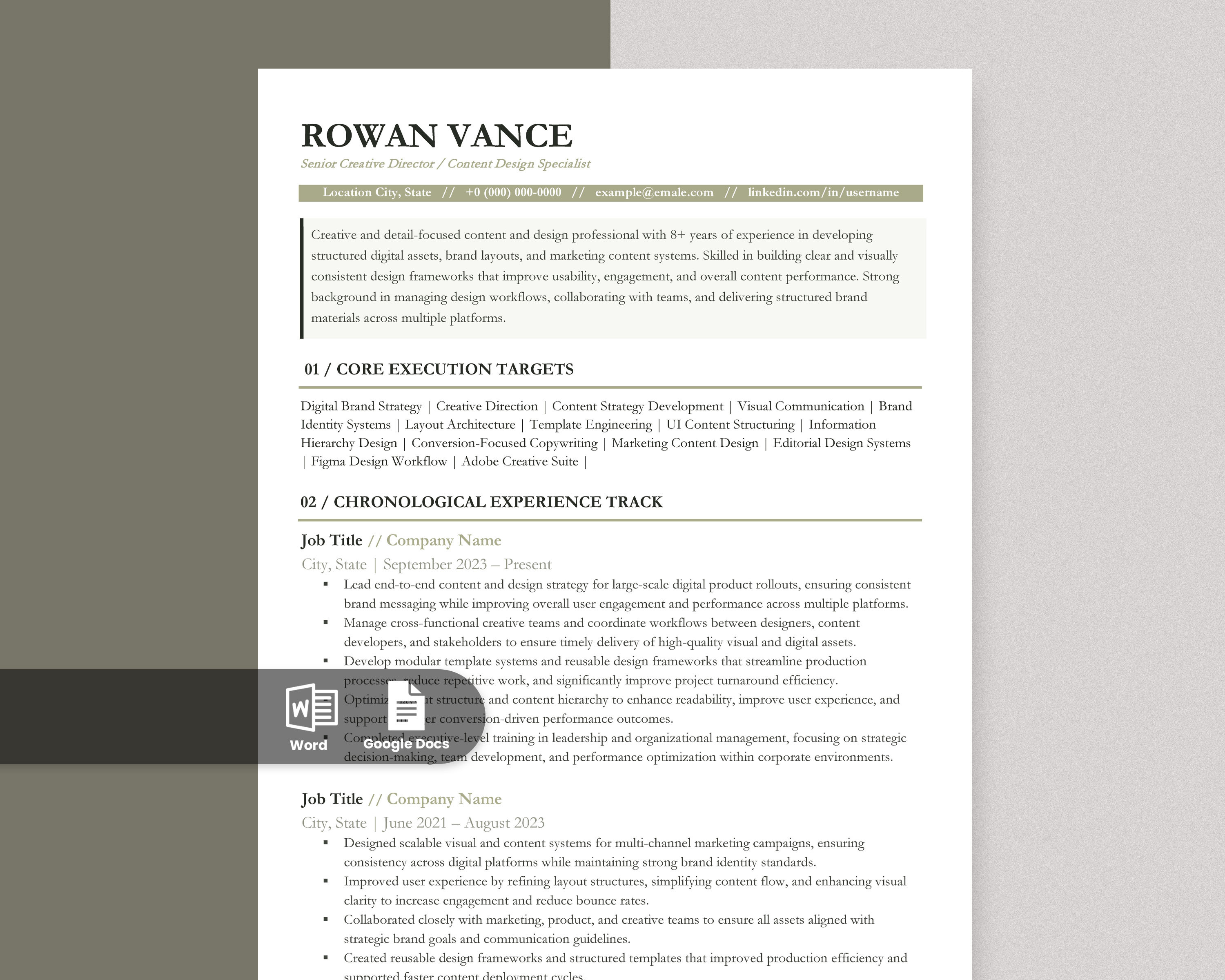Executive ATS Resume / CV ats resume template career resume template clean resume design corporate resume editable resume executive cv template executive resume template google docs resume instant download resume job application template leadership resume template management resume minimal resume modern resume professional cv professional resume design recruiter approved resume senior resume template word resume template