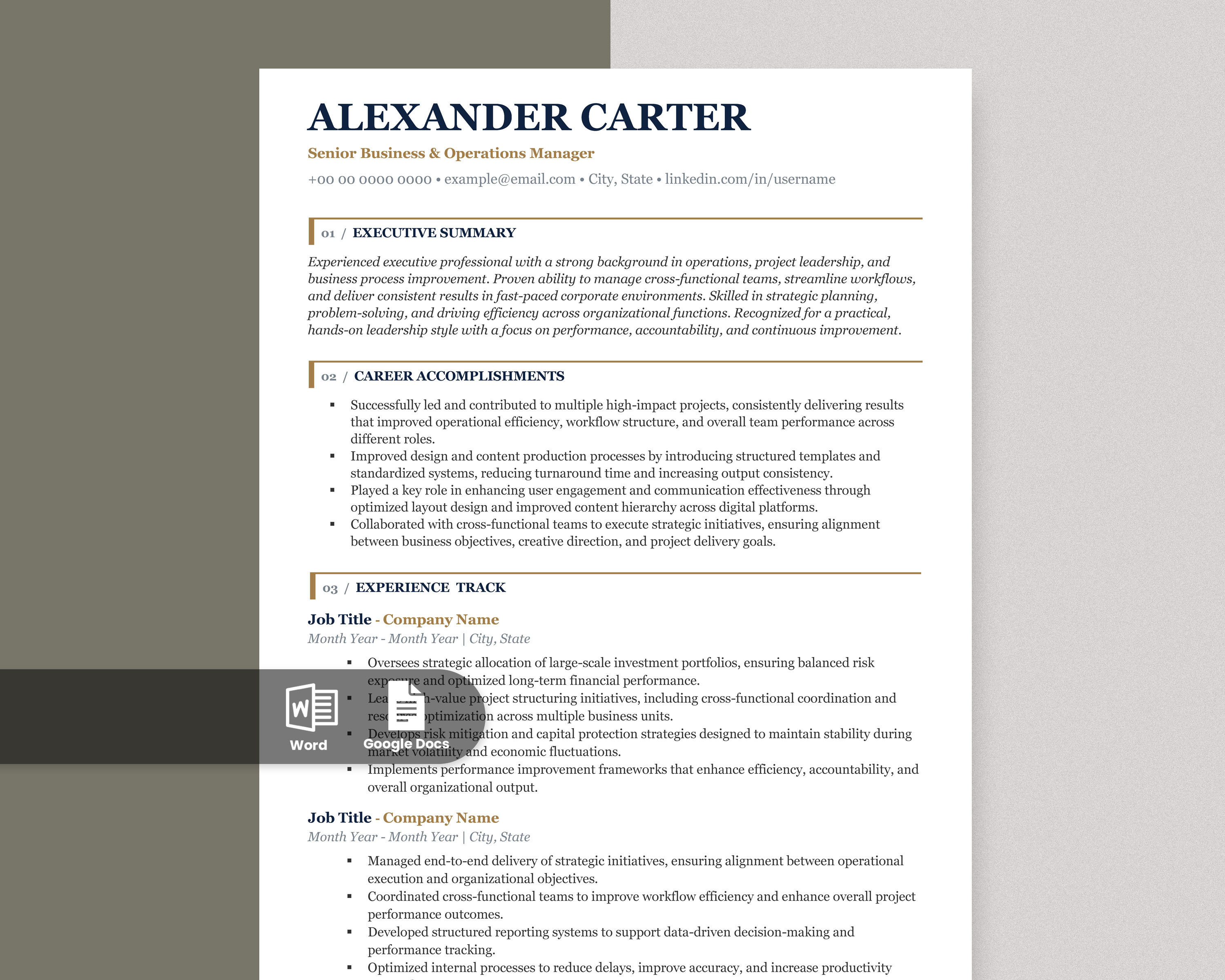 Executive ATS Resume & CV ats friendly cv ats resume template career advancement resume corporate resume director resume editable resume executive career resume executive cv template executive resume template google docs resume leadership resume management resume modern resume template professional cv template professional resume recruiter approved resume resume bundle senior manager resume word resume template