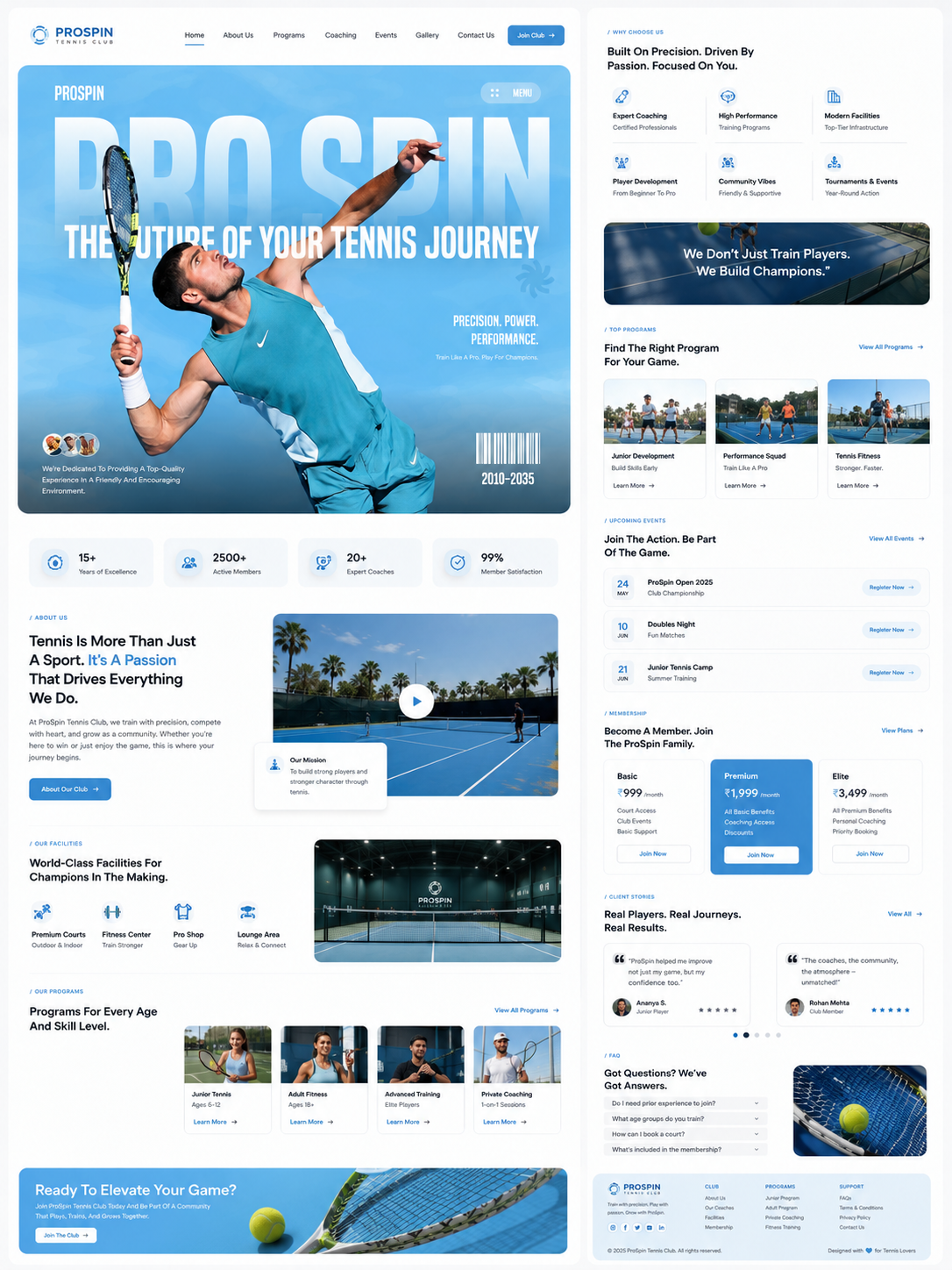 ProSpin ✦ Tennis Club Website 🎾⚡ branding developmetn graphic design sports tennis ui web website website development