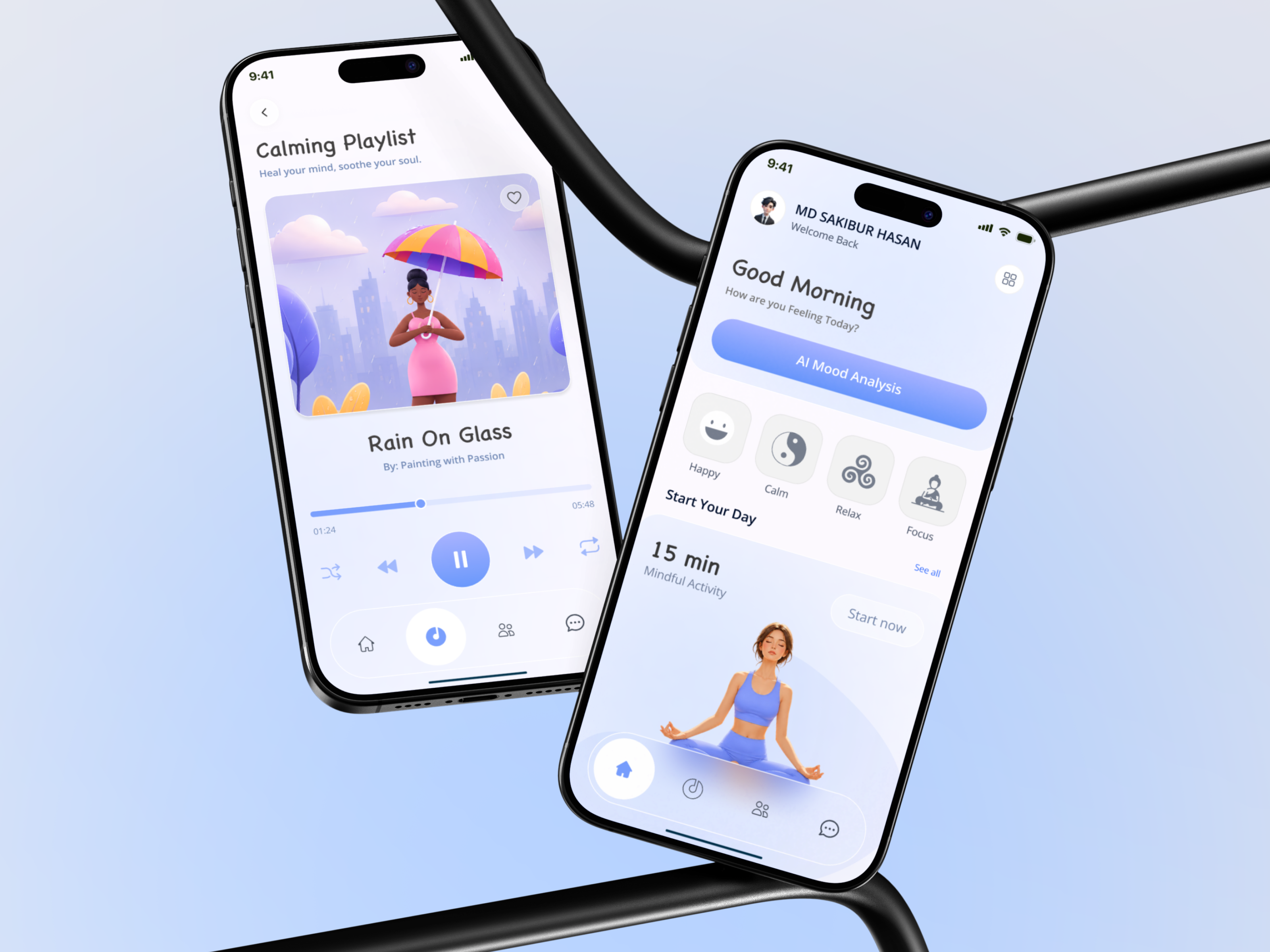 MindBloom – AI-Powered Mental Wellness Mobile App 3dillustration aiapp appdesign appui calmingui dailyui figmadesign meditationapp mentalhealth mindfulnessapp mobileapp mobileui moodtracker productdesign uidesign uiux userinterface uxdesign visualdesign wellnessapp