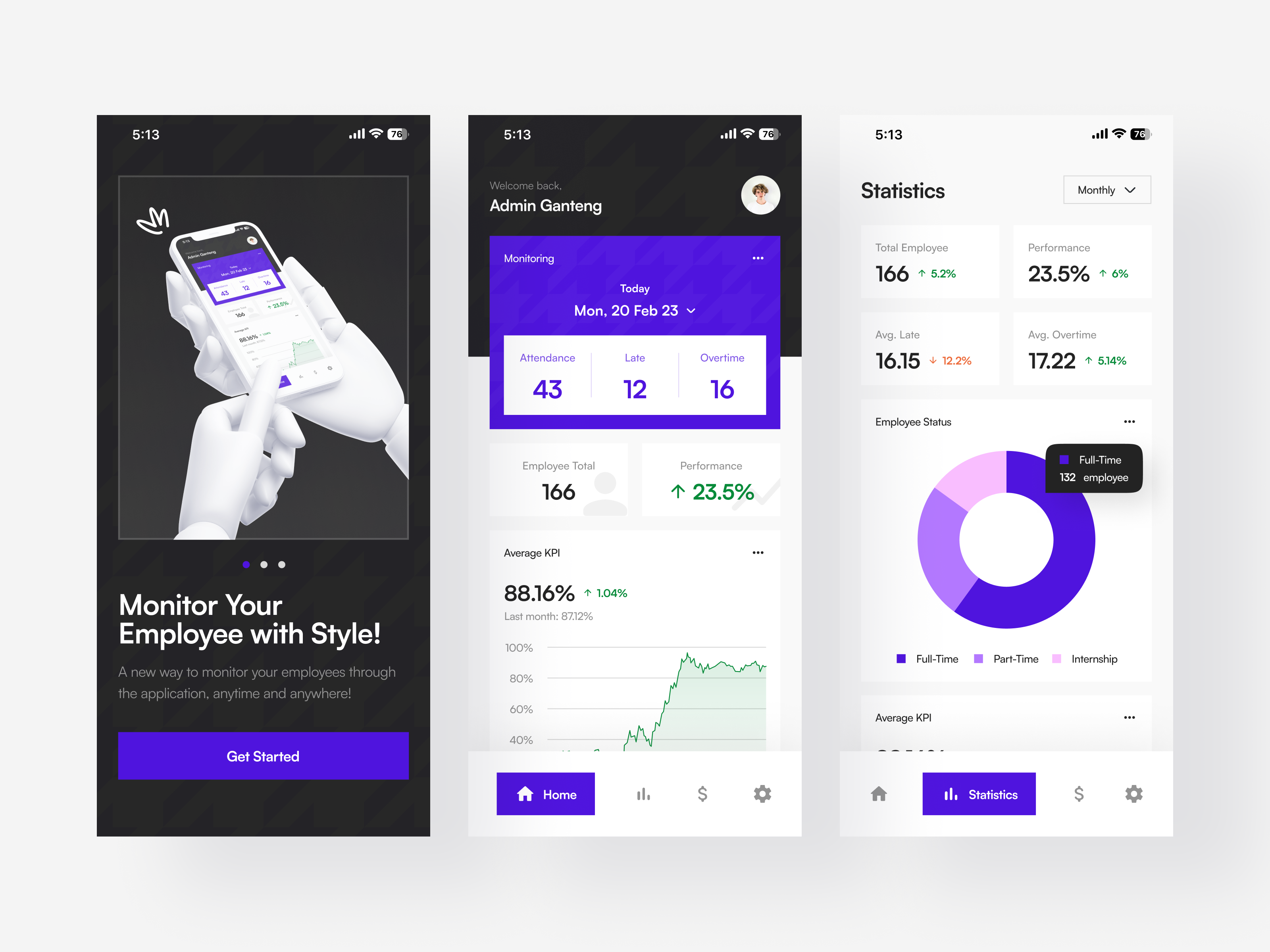 Empki - HR Management Mobile App 🕴️ admin analytics app chart data data visualization employee hr hrd management minimal mobile projects ui ux