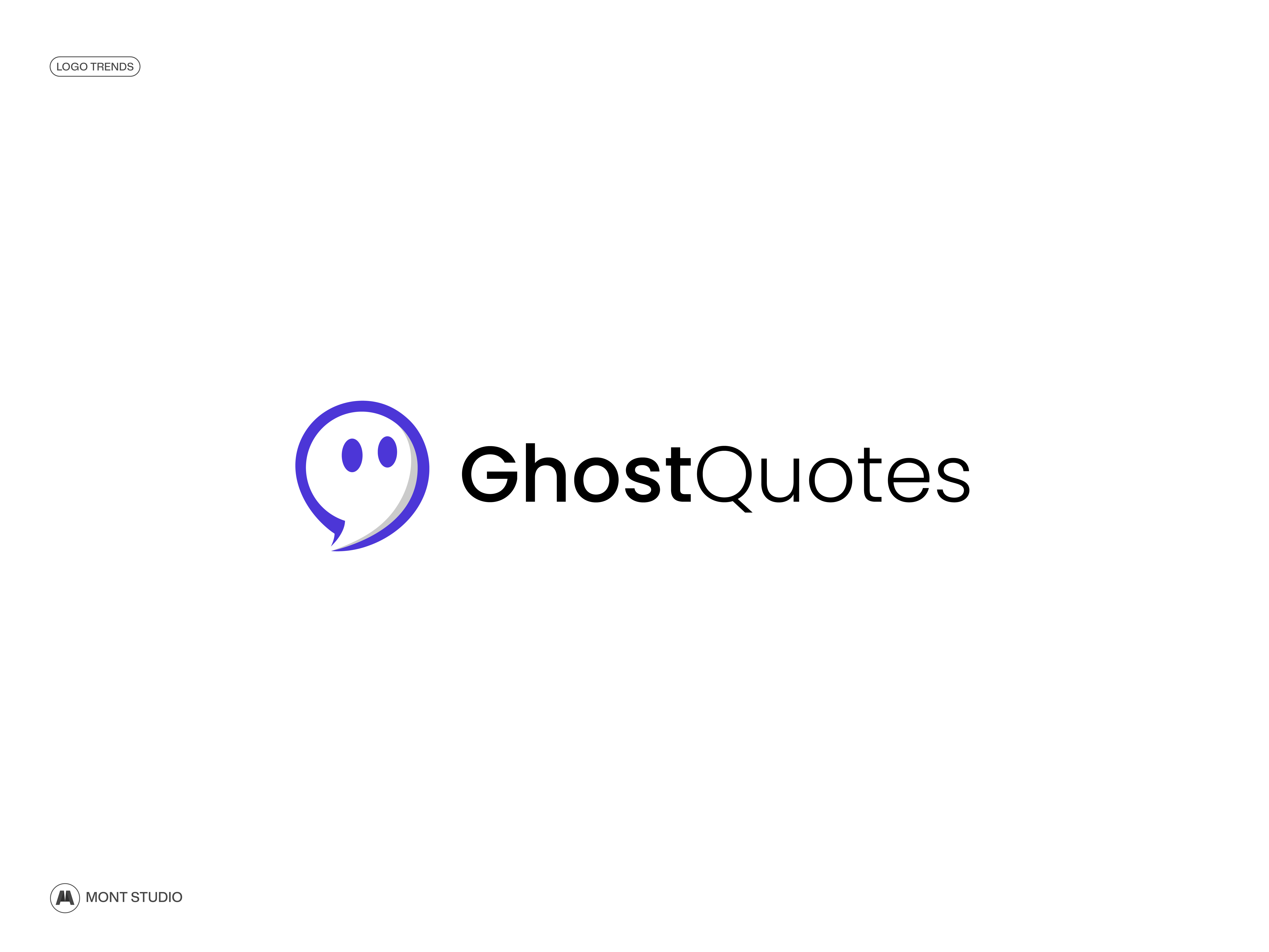 Ghost Quotes Logo Design, Minimal Logo & Motion Design brand identity branding ghost logo ghost quotes logo logo logo design logo designer logo trend logofolio podcast logo professional logo designer quotes logo reels logo startup logo story logo
