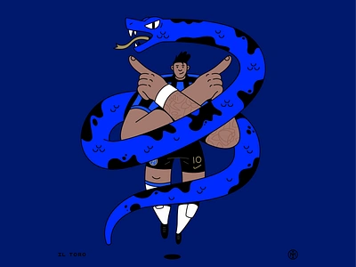 Biscione e il toro argentina biscione bull character design football illustration inter internazionale lautaro man martinez milan milano sansiro snake soccer toro vector