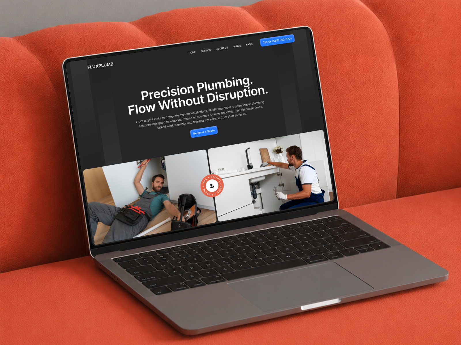 FluxPlumb — Premium Corporate Plumbing Website emergency plumbing website figma design home services website local plumber website modern plumbing website plumber website design plumbing business design plumbing company website plumbing contractor website plumbing landing page plumbing ux design plumbing website residential plumbing website website design