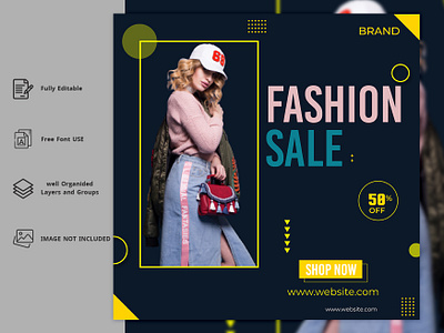 Fashion Sale Post Design Template advertising banner branding design fashion fashion sale graphic design media post sale sale post social super sale template