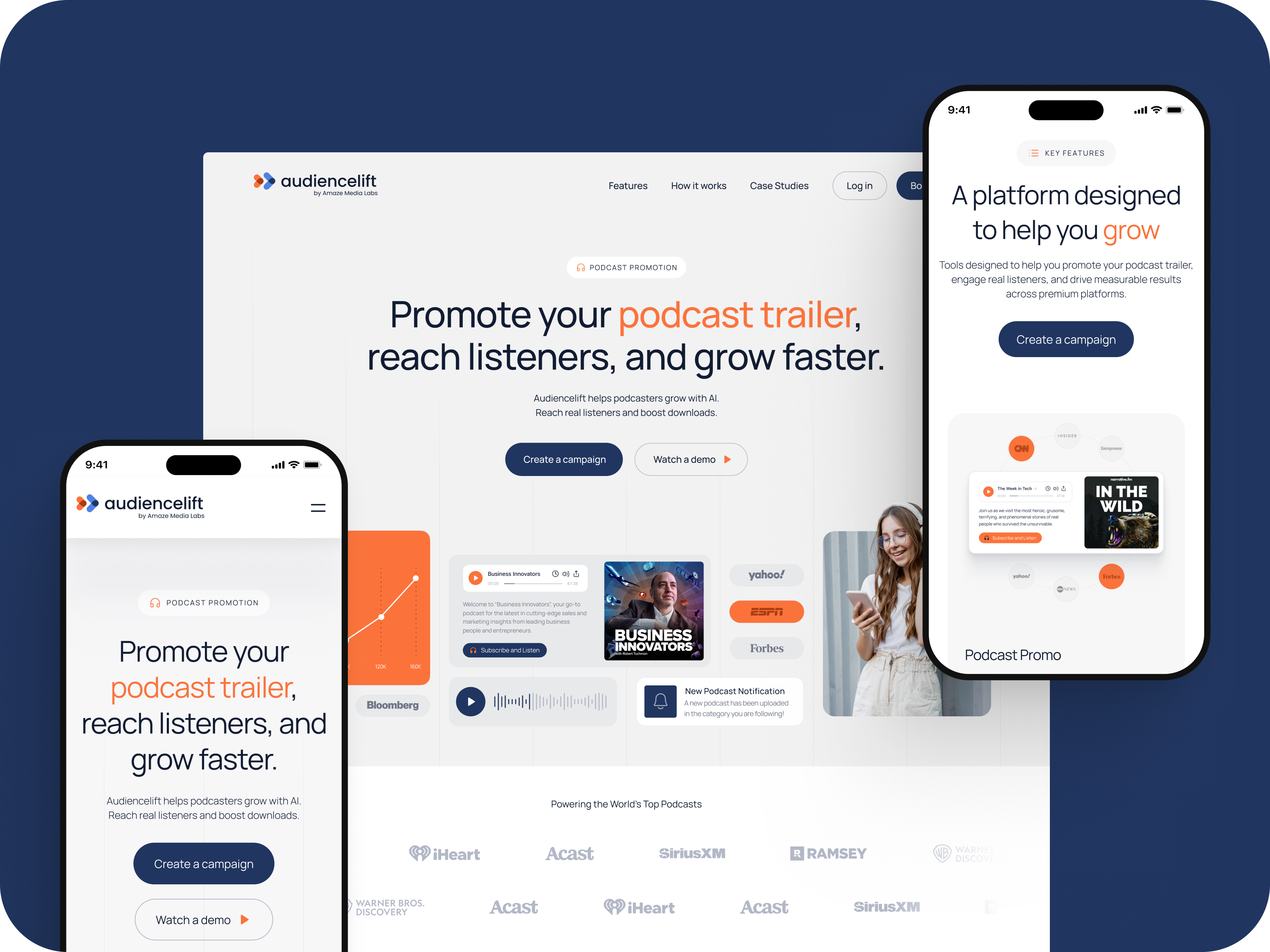 AudienceLift: AI-Powered Growth for Content Creators agency branding conversion dashboard digital growth interaction interface landingpage layout minimalist product prototype responsive saas software ui ux webdesign wireframe