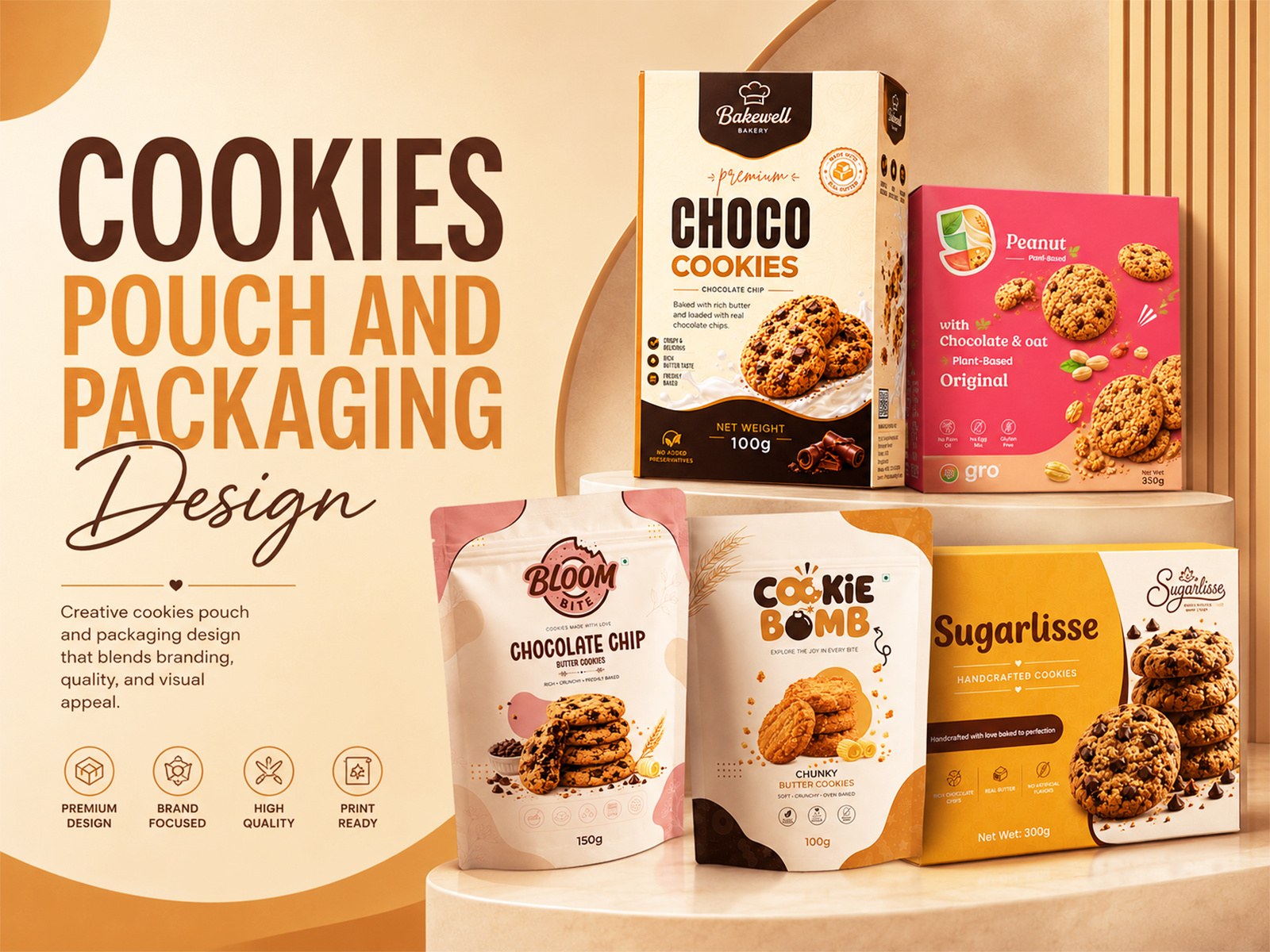 Cookies Pouch and Packaging Design | Modern Food Package Design bakery packaging brand identity branding consumer product design cookie packaging cookie pouch cookies box design cookies pouch design creative packaging fmcg design food branding food packaging design graphic design portfolio label design package design packaging packaging design pouch pouch design product packaging