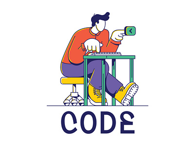 Inspire Hub - illustration 6/6 boy branding code computer design graphic design ill illustration javascript logo male man programming python sitting typography ui ux vector working