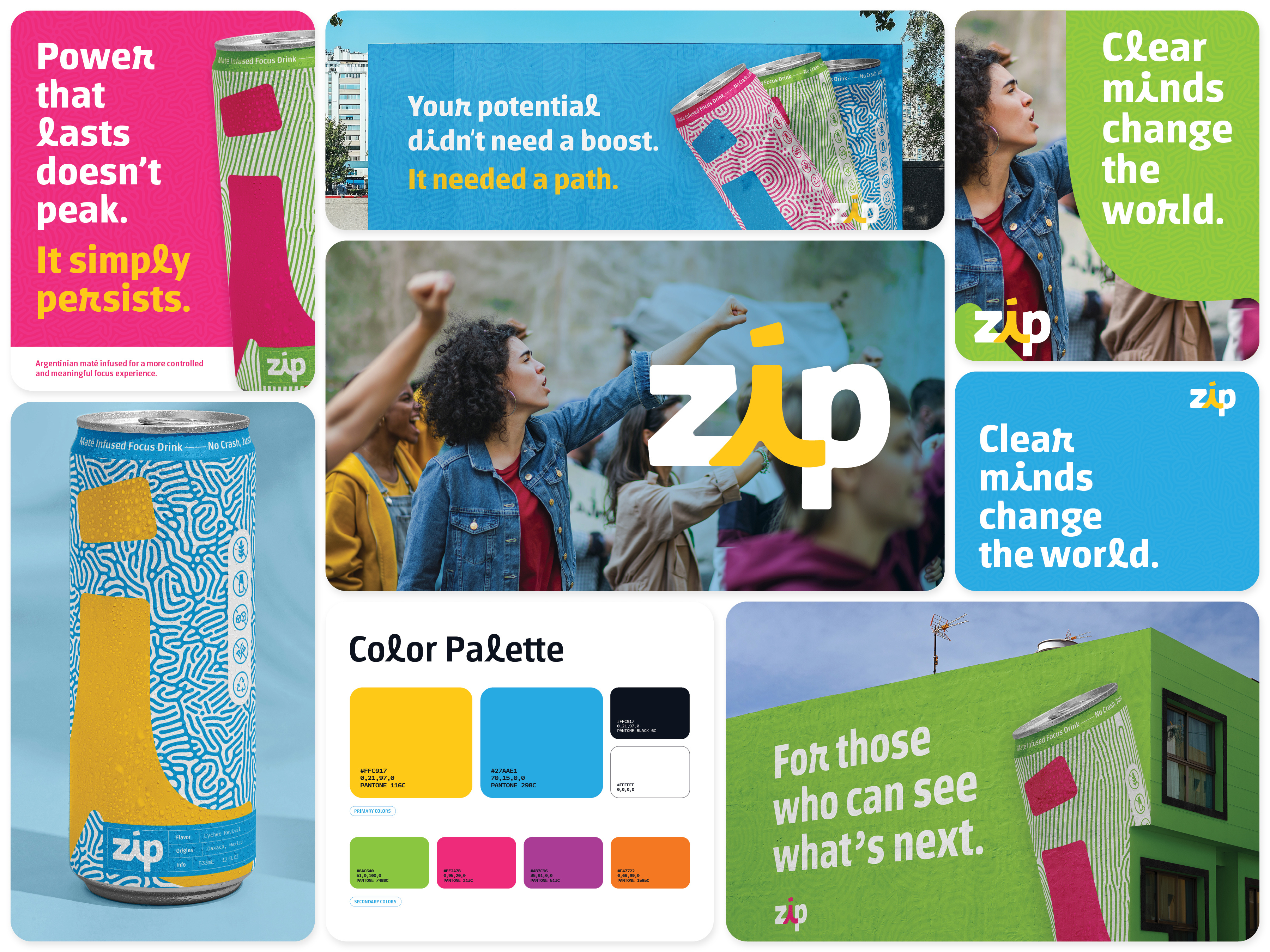 Energy Drink Branding argentina brand system branding can design energy drink graphic design out of home packaging social media zip