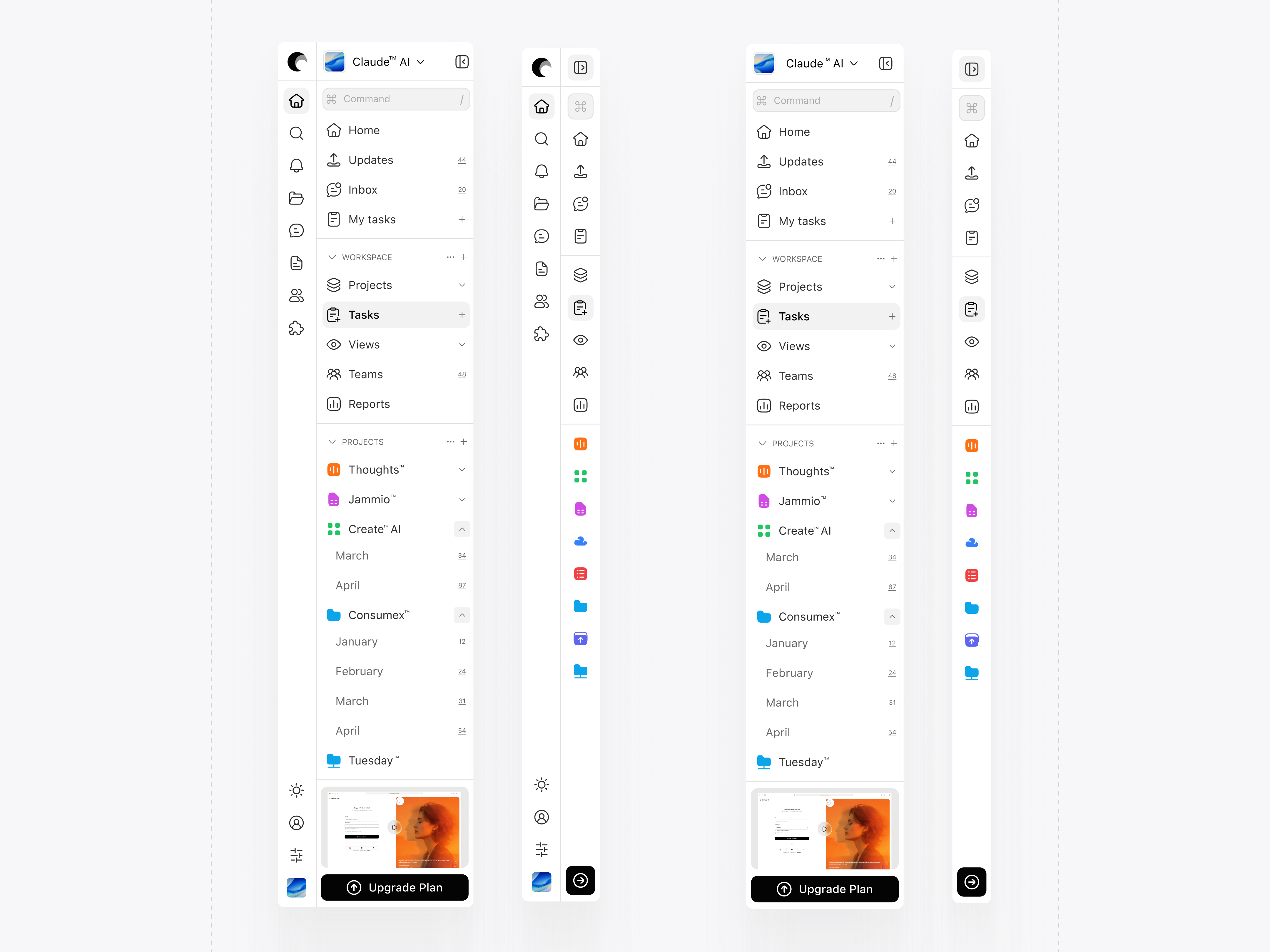 Workspace Sidebar Navigation | Clean UI clean ui dashboard ui interaction design light theme menu design navigation design productivity app project management ui saas dashboard sidebar navigation sidebar ui ui inspiration ux design web app design workspace ui