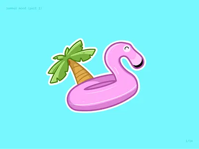 Flamingo rubber ring dribbble flamingo rubber ring icon icon design illustration mascot rubber ring sticker stickers design summer summer illustration summer sticker vector icon