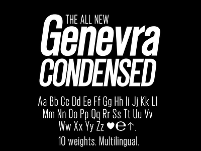 Genevra Condensed Font black branding condensed font creative direction font graphic design poster design product design type design typography white