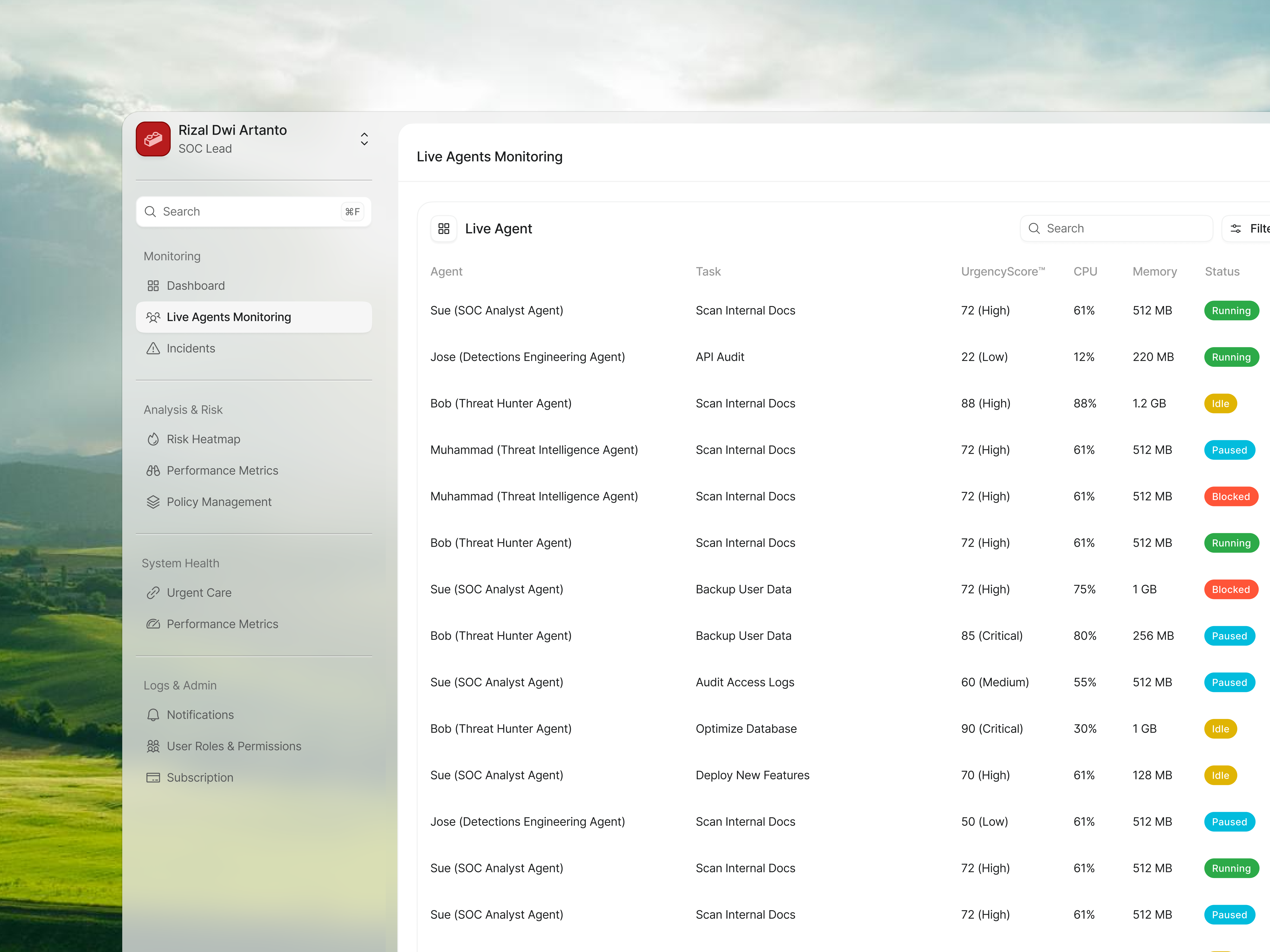 Vigil - Live Agent Monitoring ai cyber cybersecurity dashboard design illustration landing page minimalist saas saas dashboard soc ui uidesign web web design website