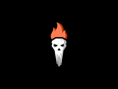Skull Torch Logo affinity designer bone design fire flame gentle graphic design horror illustration light logo skeleton skull torch vector