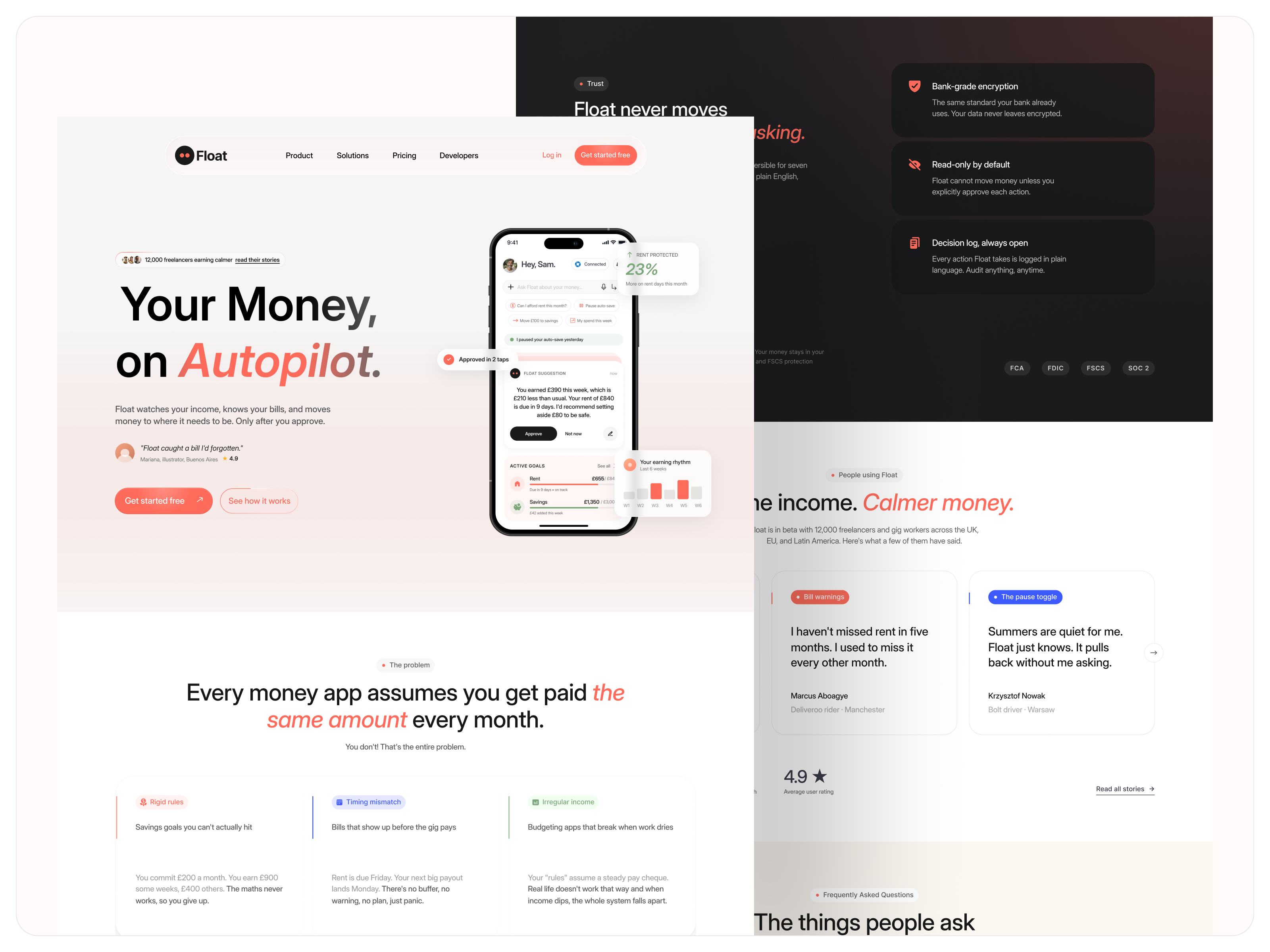 Landing Page — Float Money App freelance landingpage productdesign saas webdesign