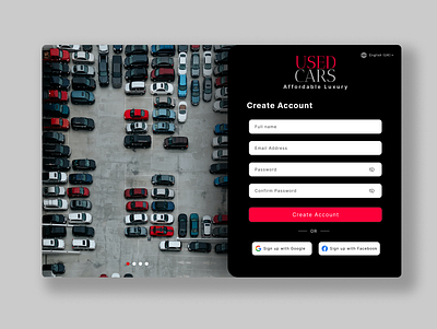 Sign-up page for a Car website branding carwebsite design login logo signin page signup page ui usedcars website design website design