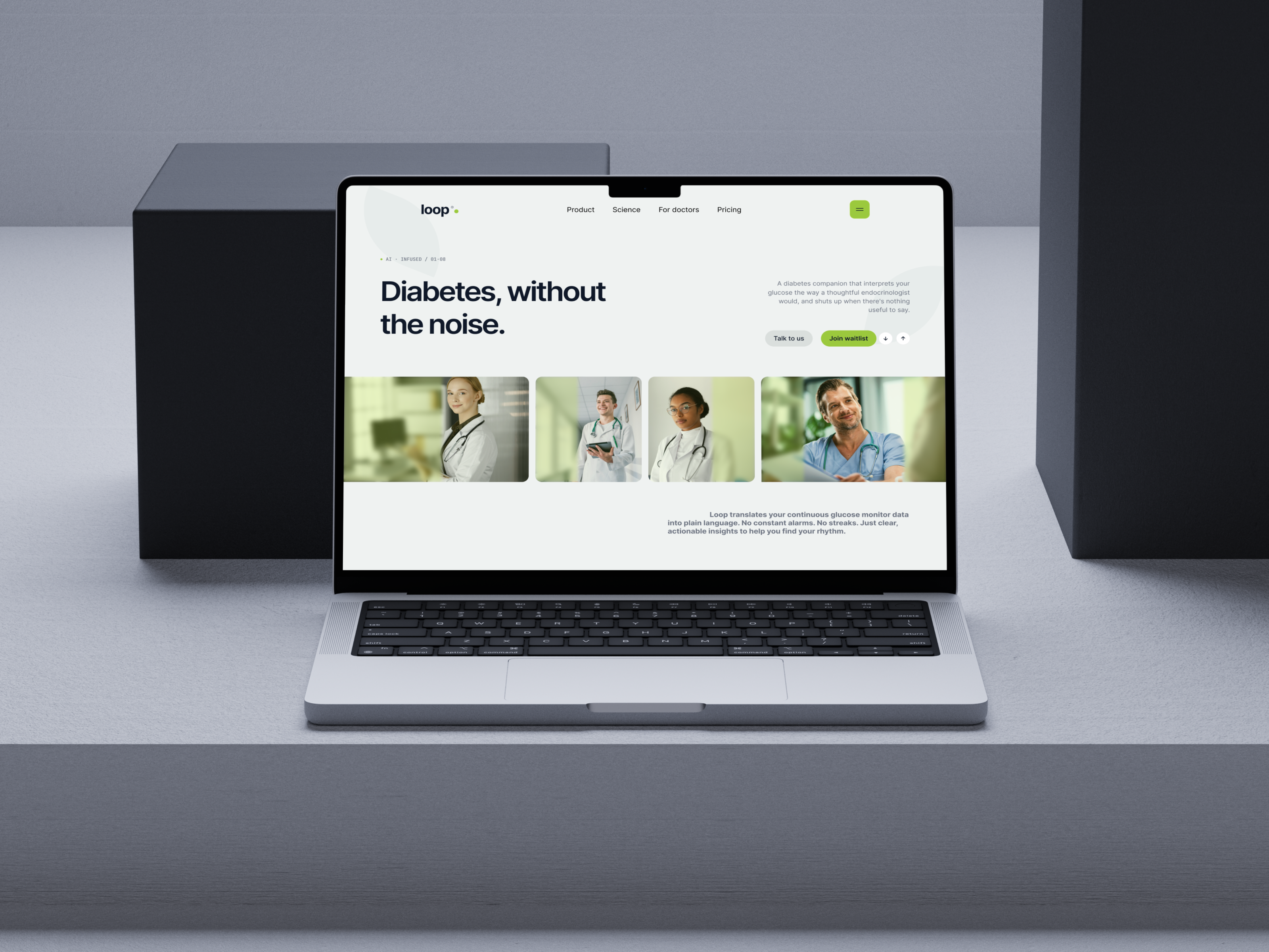 Health Tech Landing Page — Loop Diabetes App healthapp healthtech landingpage medtech productdesign startup uiux