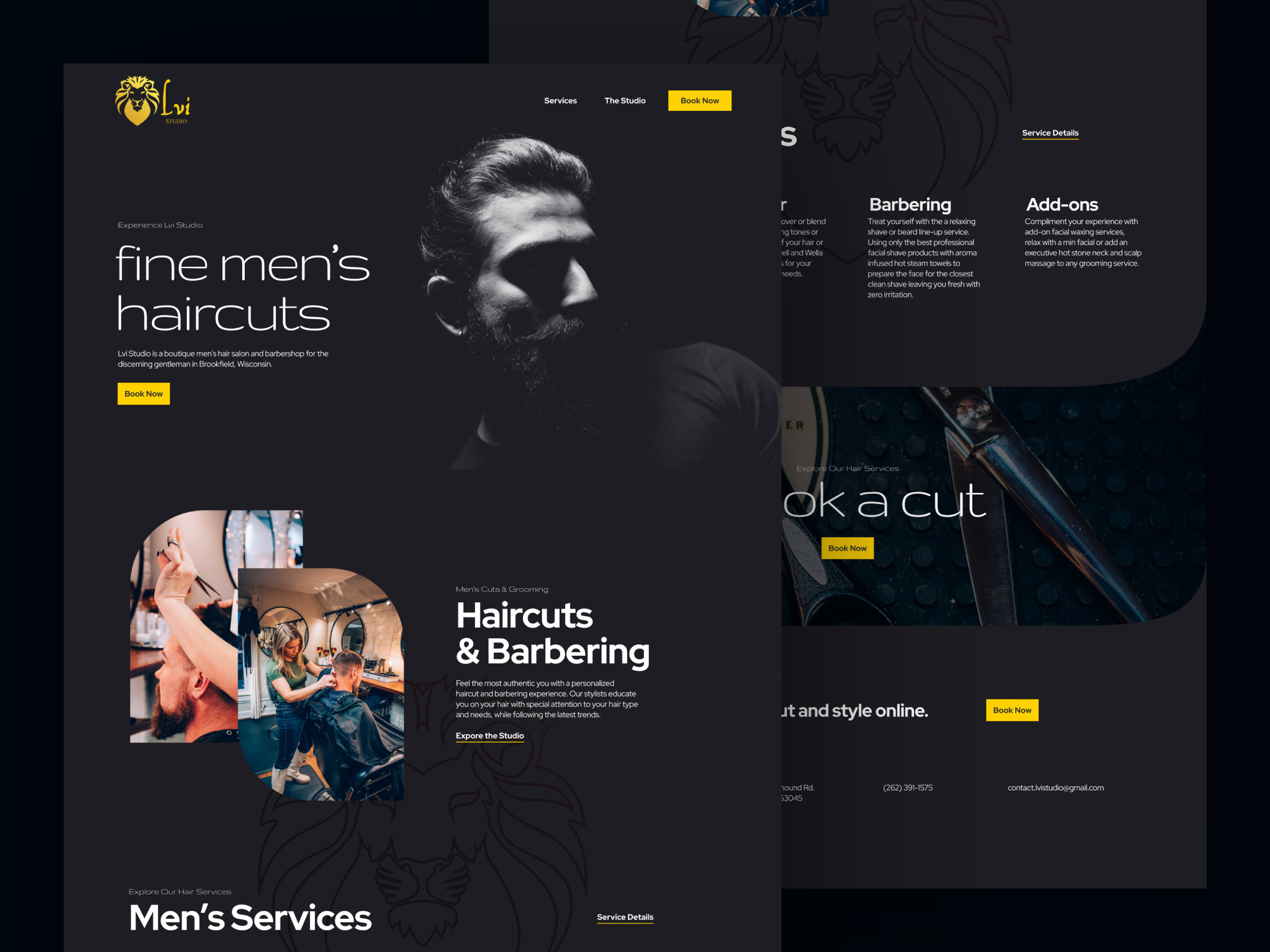 Boutique Men's Hair Salon & Barbershop Website barbering barbershop boutique haircut homepage made by layerly mens salon salon studio web design website