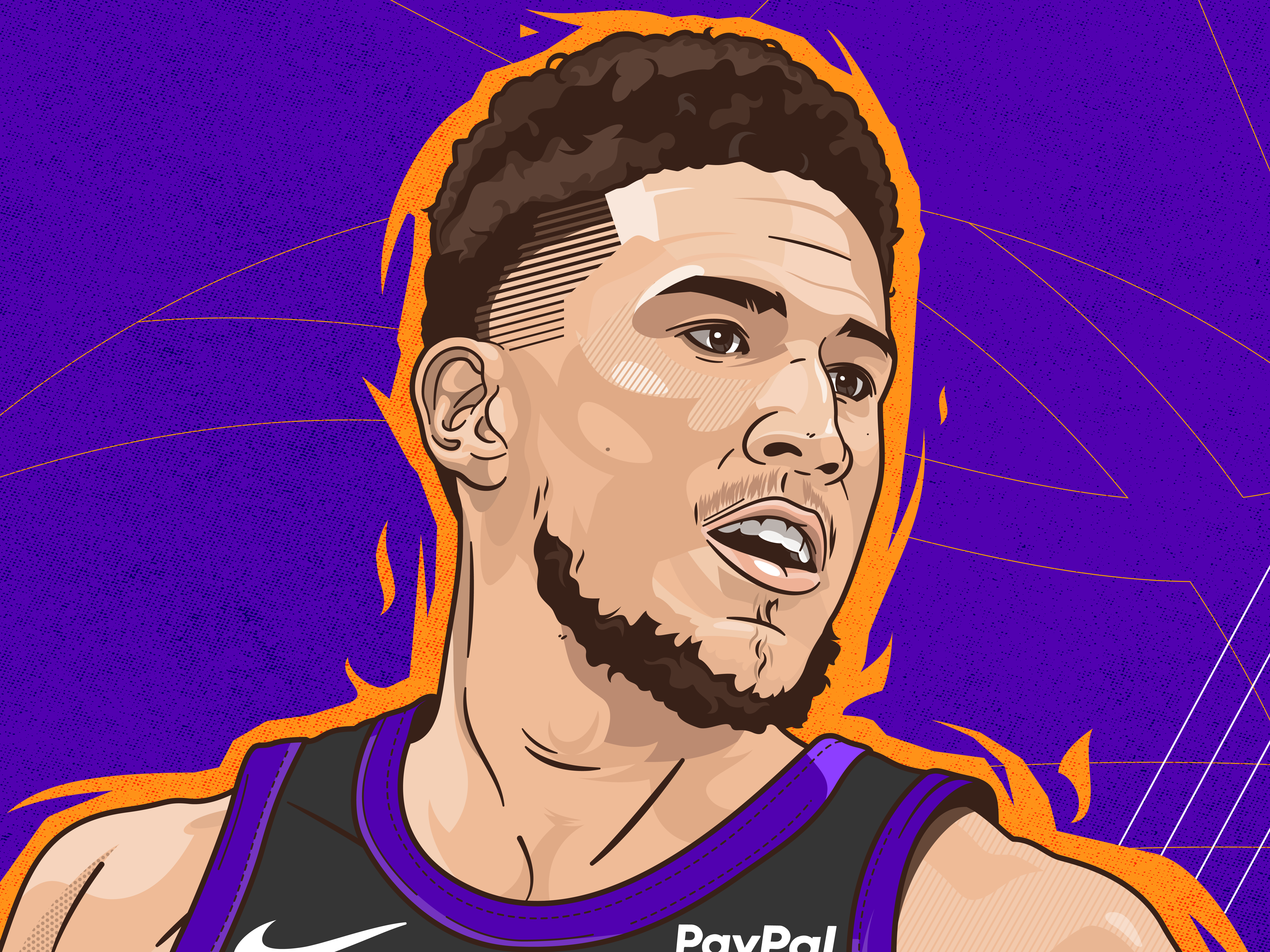 Devin Booker animation arizona arrow athletic basketball bird devin booker fire flame free throw illustration kobe nba phoenix portrait shot sports sun suns
