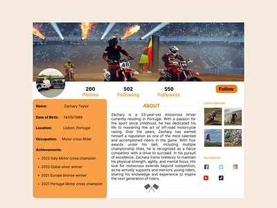 User profile for Motorsport drivers appdesign daily ui challenge dailyui figma ui user interface user profile design