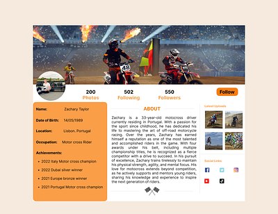 User profile for Motorsport drivers appdesign daily ui challenge dailyui figma ui user interface user profile design