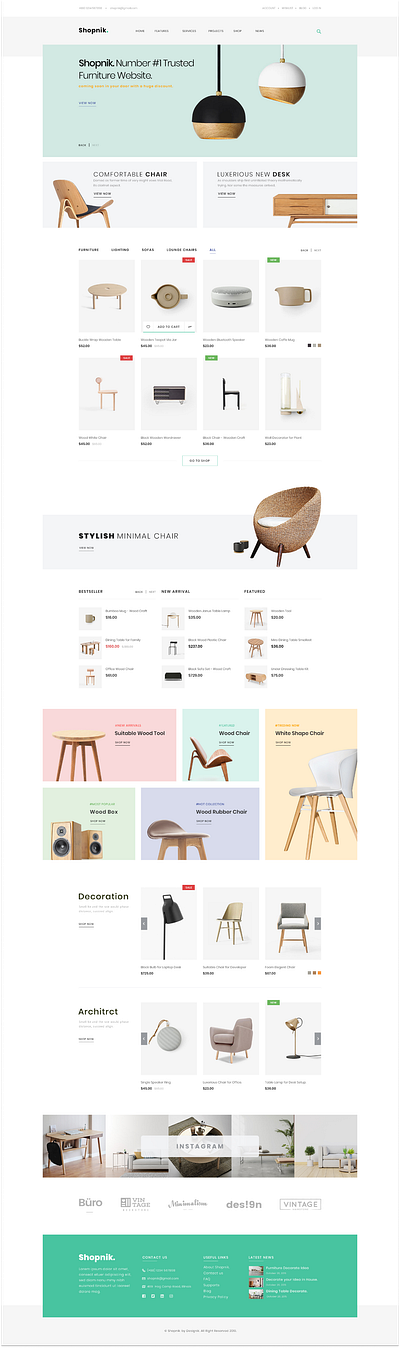 Shopnik Furniture UI architecture company furniture home home page interior interior architecture interior design landing page shop store ui ux web design website