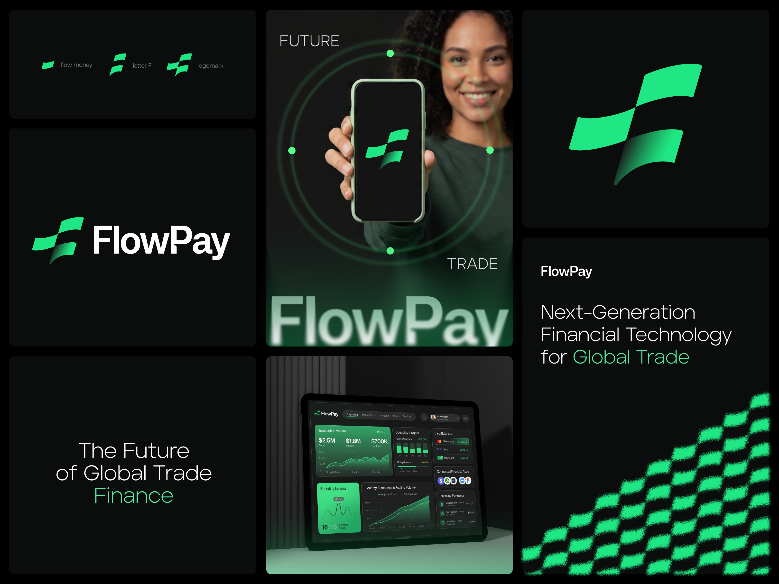 Flow F logo, Fintech logo, Tech, Visual Identity, Brand Identity brand guidelines brand identity branding dark mode digital wallet dynamic logo fees finance logo fintech logo fintech technology logo flow identity logo logo design logo2026 logomark modern logo pay payment gateway visual identity