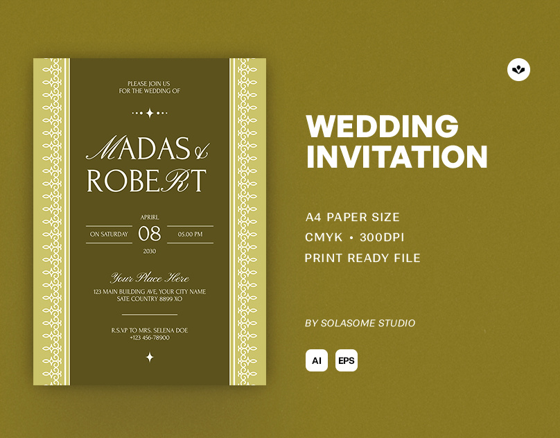 Minimal Wedding Invitation card couple design invitation loving marriage solasome template wedding
