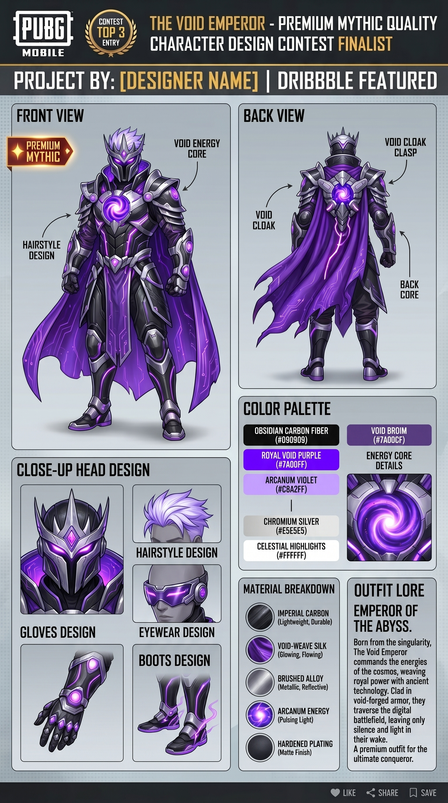 PUBG MOBILE | THE VOID EMPEROR | Mythic Outfit Concept cyberpunk dark fantasy free fire futuristic neon color premium mythic skin quality pubg game pubg mobile the void emperor winning design