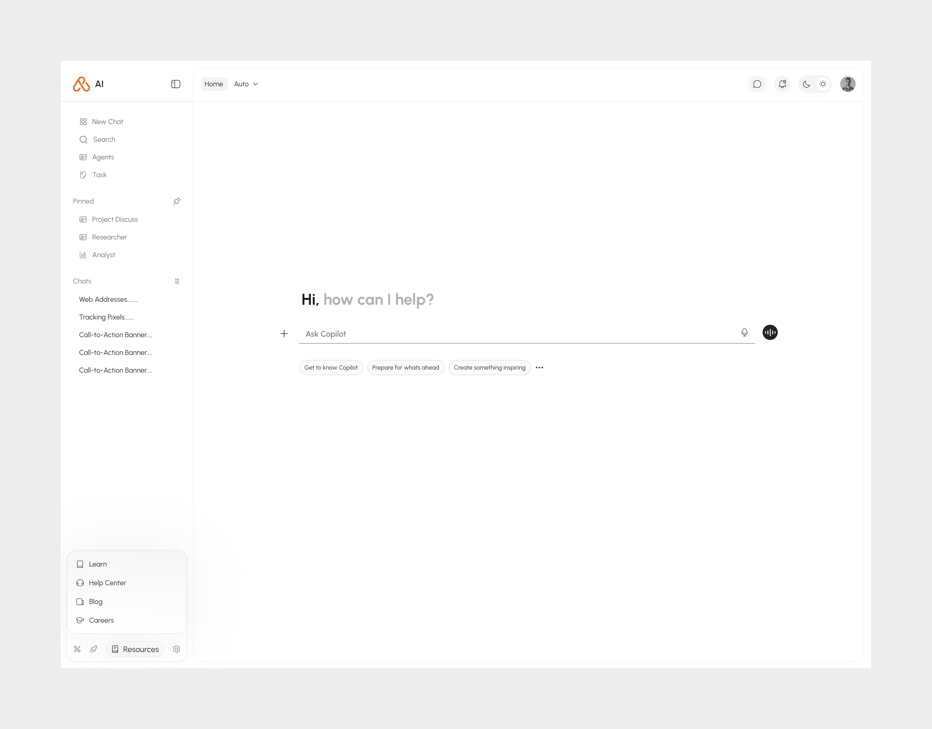 Smart AI Copilot Assistant Webapp UI UX Design agi ai ai chat agent app ai co pilot dashboard ui app design application chatbot co pilot dashboard design live chat llm modern product design productivity startup user interface voice chat web design webapp