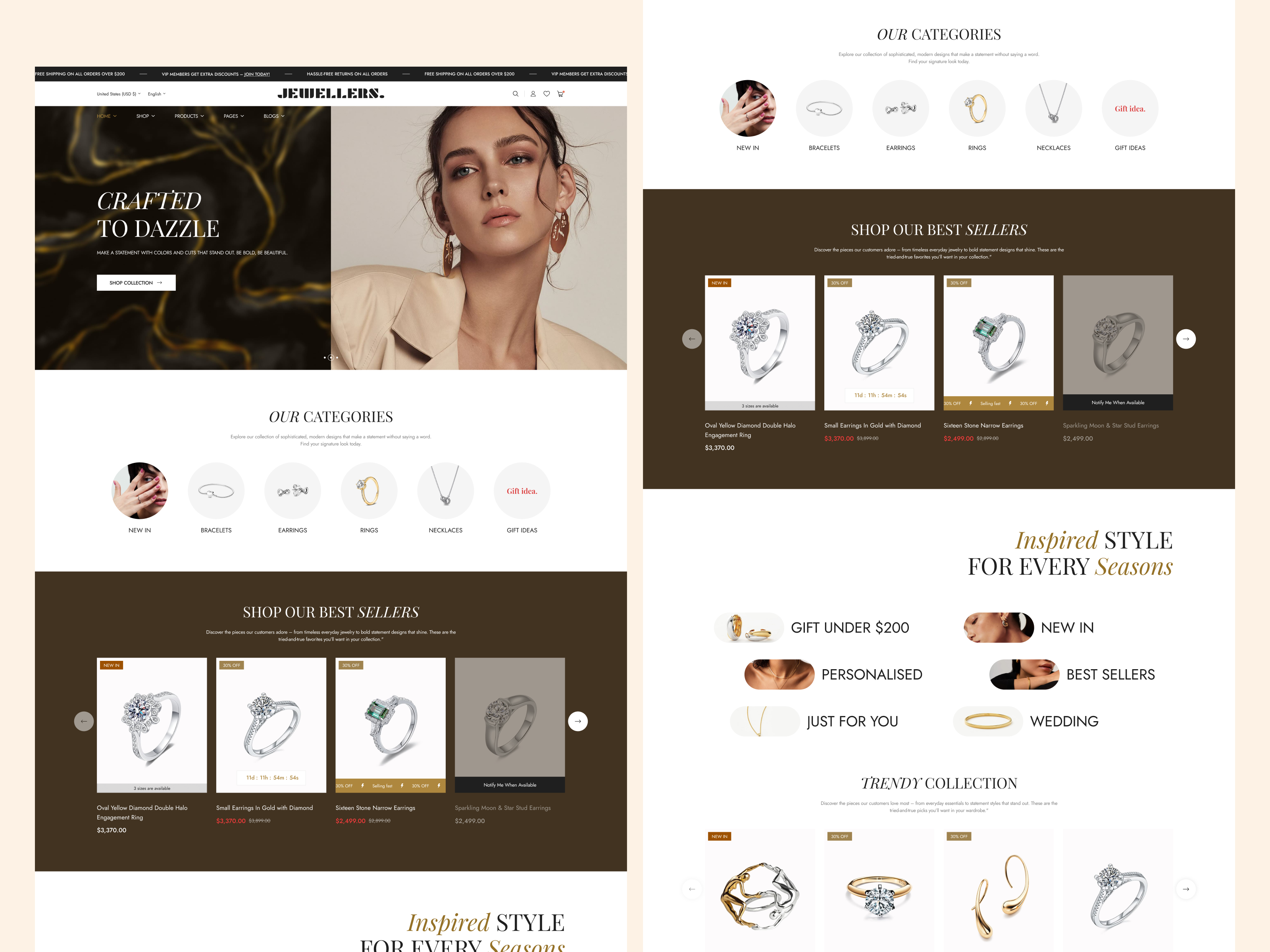 Premium Luxury Jewellery E-Commerce Homepage UI/UX Design branding design gold graphic design jewellery websites landing page modern silver jewellery ui uiux