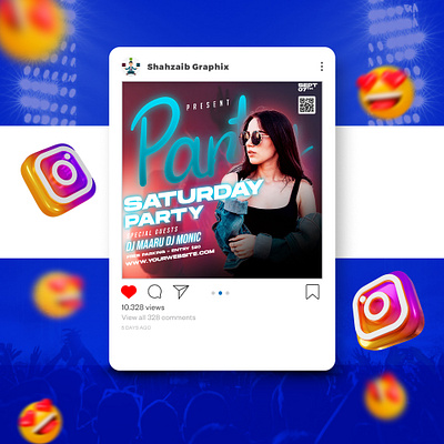 Dj Party Post Social Media Post and Web Banner Template flyer poster