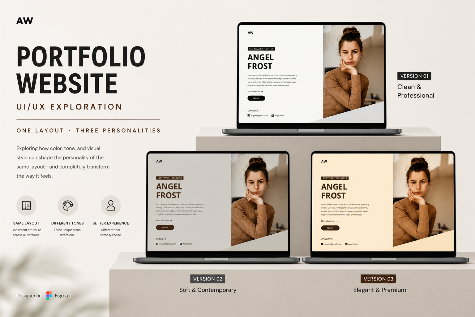 Portfolio Website Exploration — One Layout, Three Personalities 3d animation branding design graphic design logo motion graphics ui