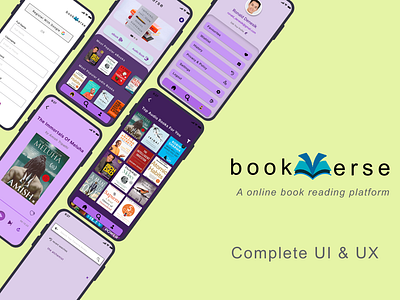 bookVerse - An online book reading application app appdesign application design figma graphic design ui uidesign uiux uxdesign