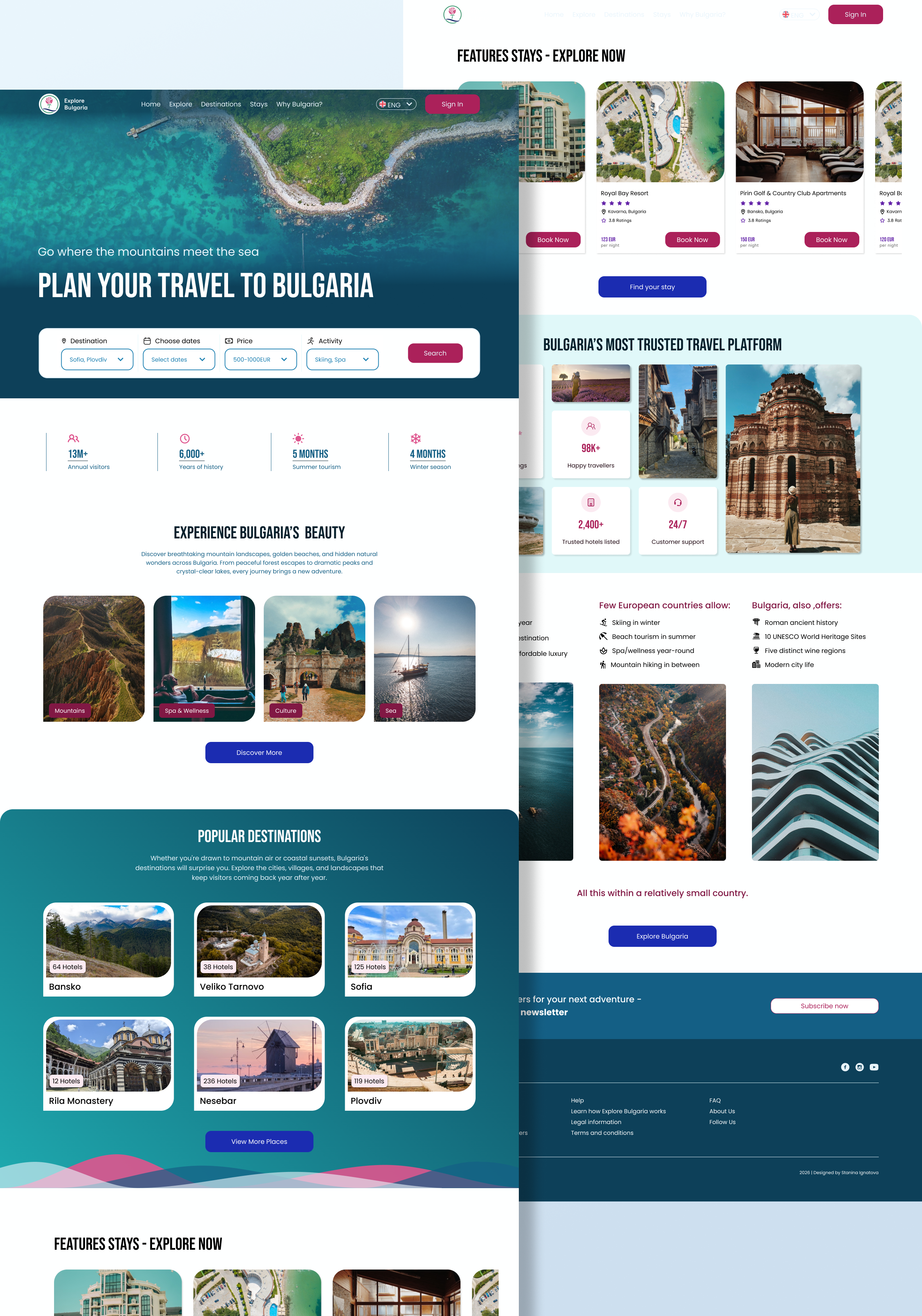 Explore Bulgaria — Travel Hotel Booking Platform booking booking website branding discover platform studycase travel ui ui design ux ux design web web design webpage website