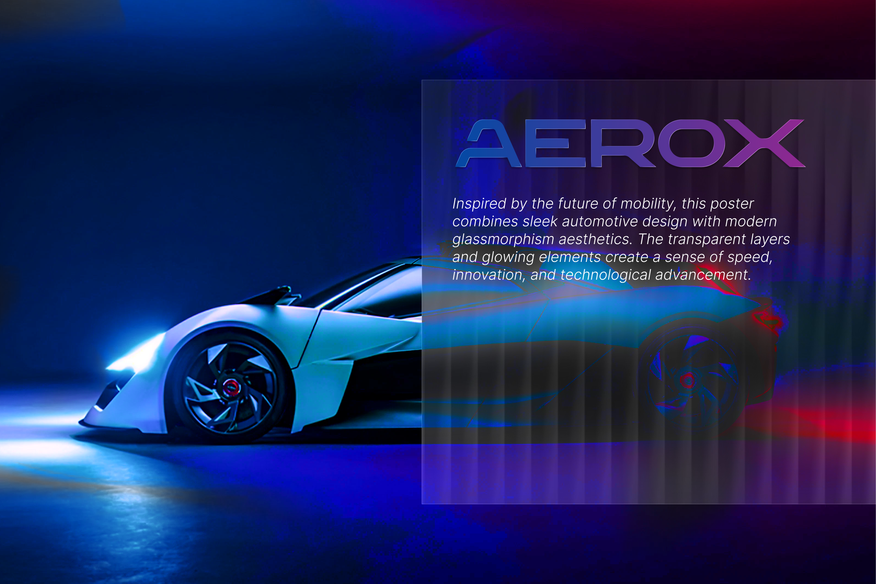 Driving Into The Future automotive digitalart future futuristic glassmorphism graphic design posterdesign