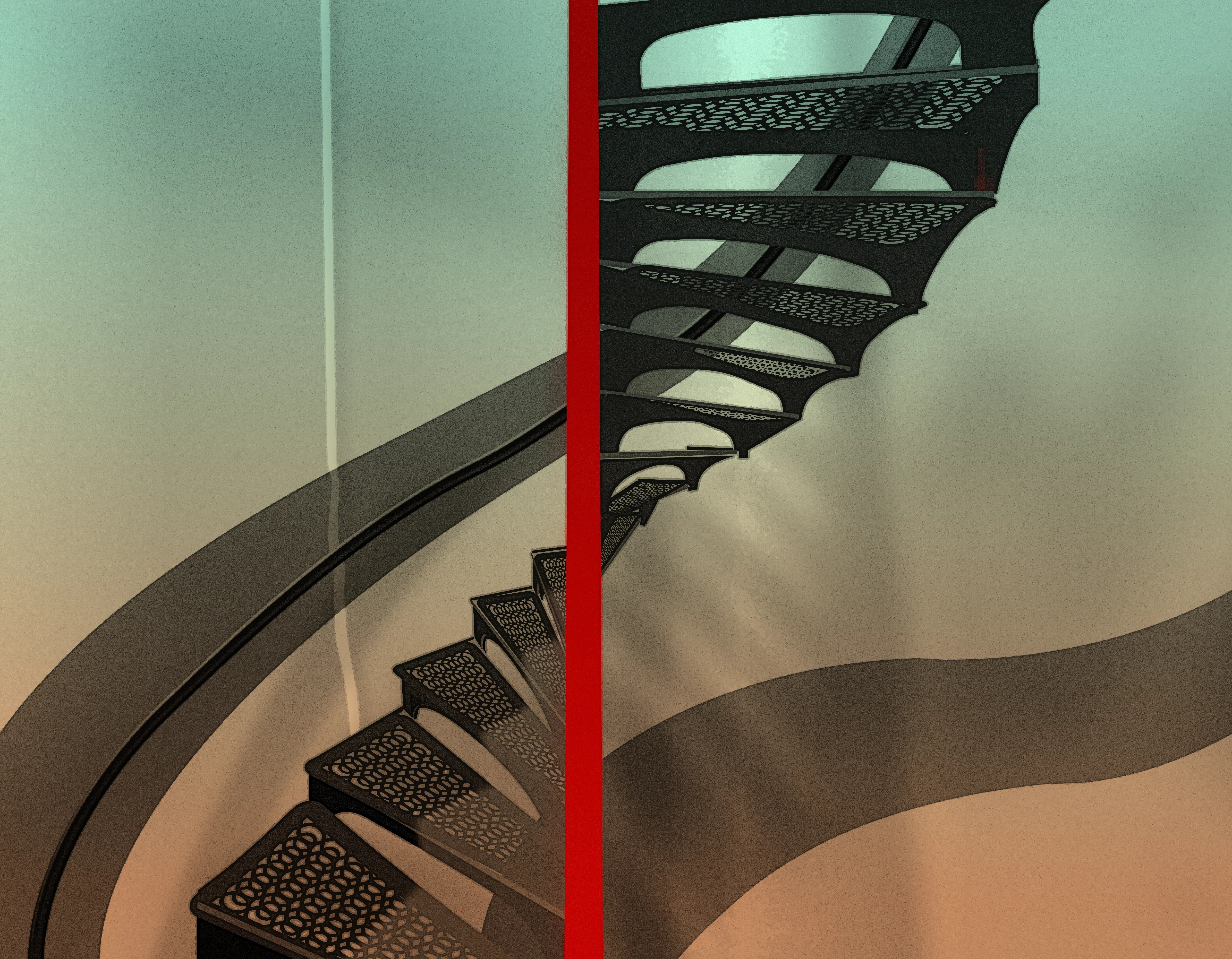 cast iron cast iron illustration noise shunte88 spiral spiral staircase staircase treads vector victorian
